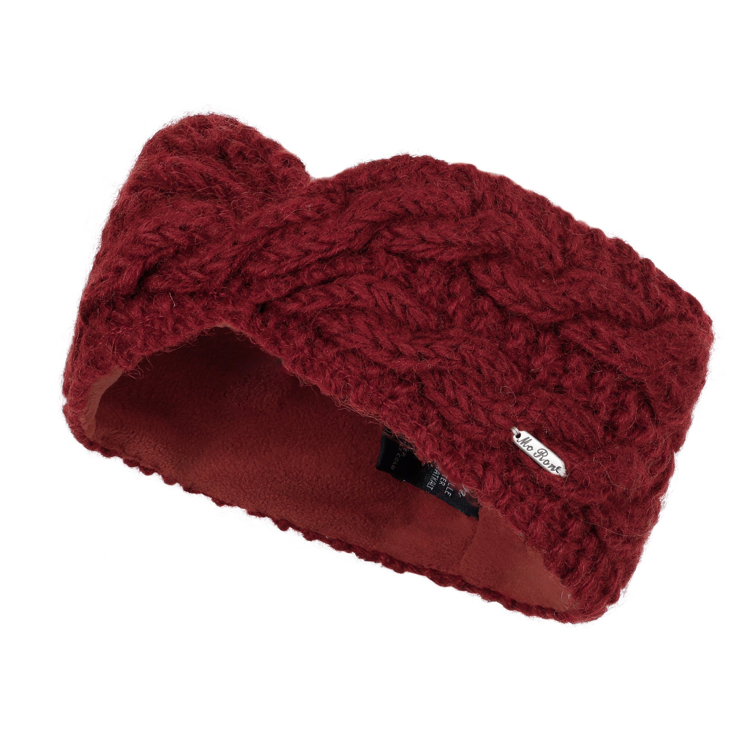 C.C Stirnband Fleece-gefüttert – Gestrickt, Diagonal Streifen, Beige, Für Herbst & Winter