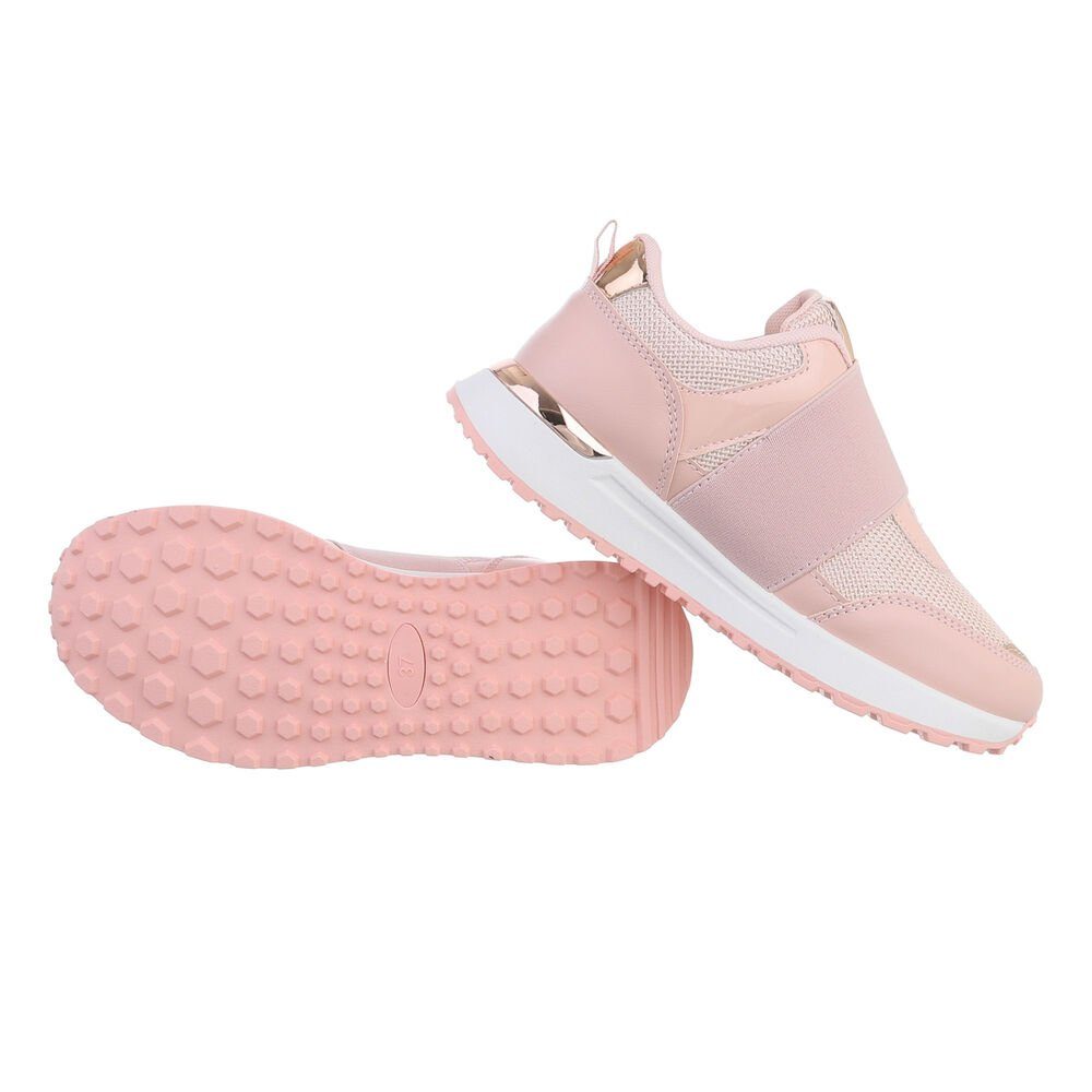 in Sneaker Sneakers Damen Flach Ital-Design Rosa Low Freizeit Low-Top