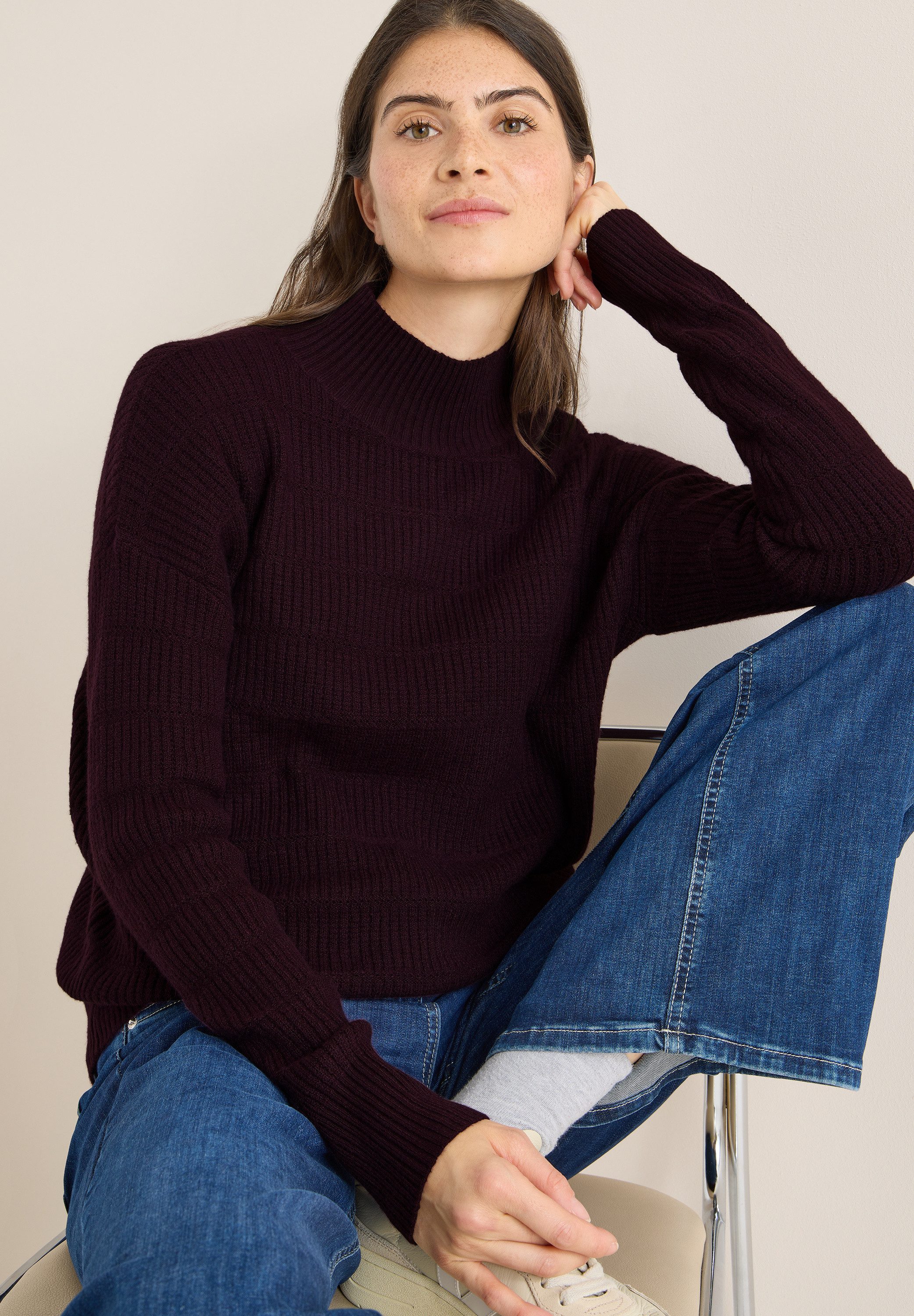 CECIL Stehkragenpullover mit Stehkragen und Loch-Design