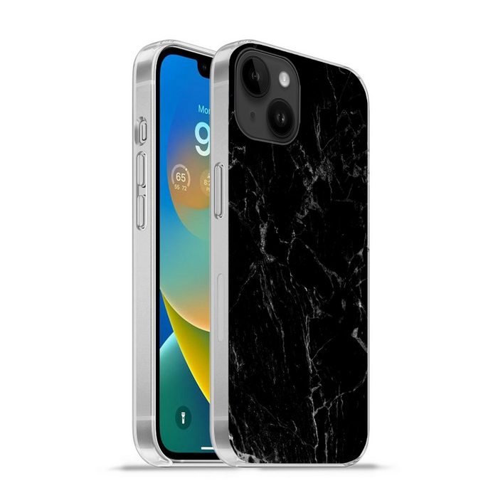MuchoWow Handyhülle Marmor - Schwarz - Naturstein Handyhülle Telefonhülle Apple iPhone 14 Plus