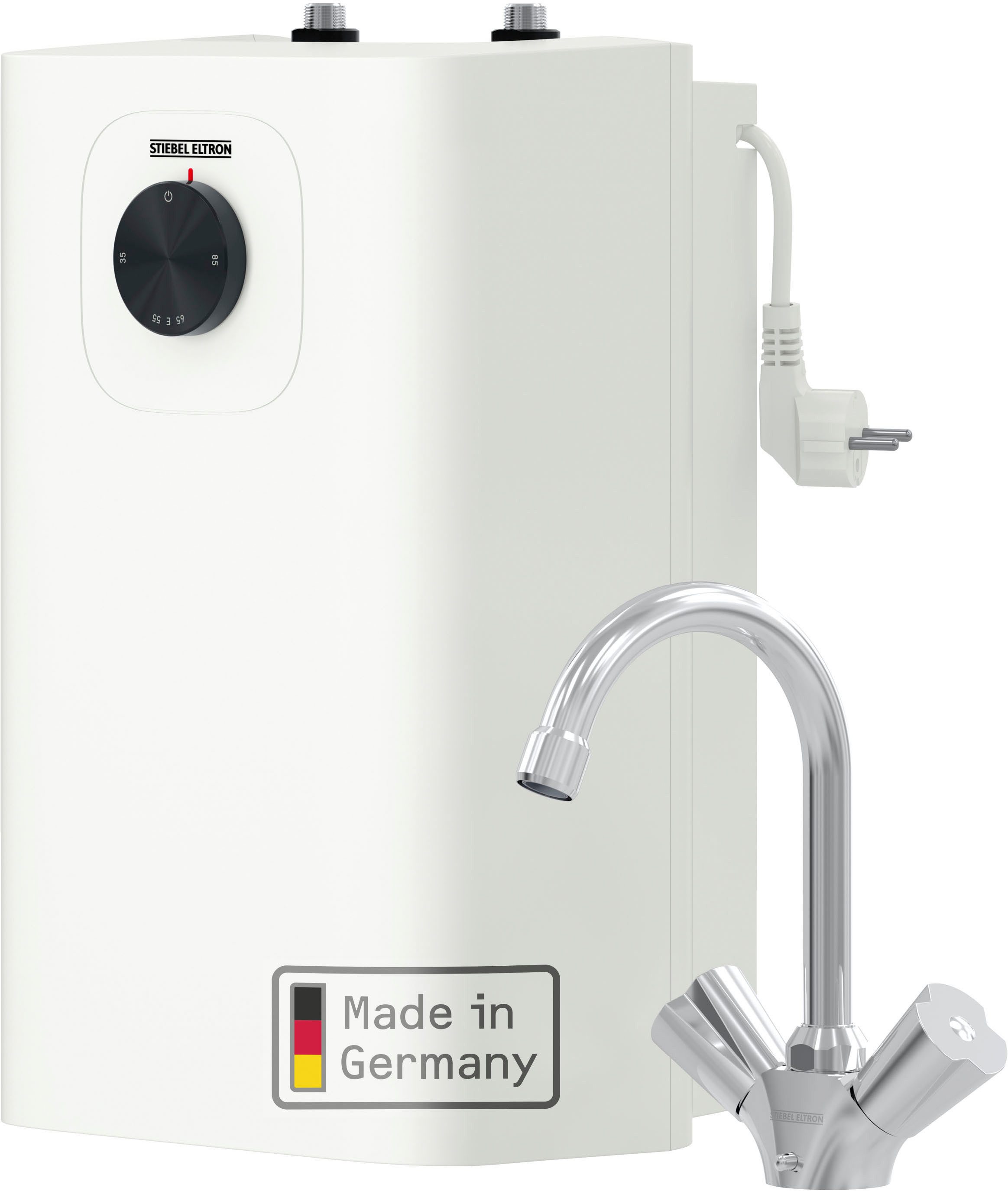 STIEBEL ELTRON Untertischspeicher SNU 5 Plus, (max. 85°C) (Set), 5 l, Niederdruck, mit Stecker, inkl. Küchenarmatur WST-W