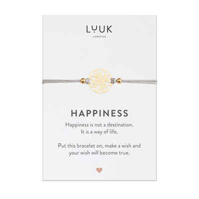 LUUK LIFESTYLE Freundschaftsarmband Blume, handmade, mit Happiness Spruchkarte