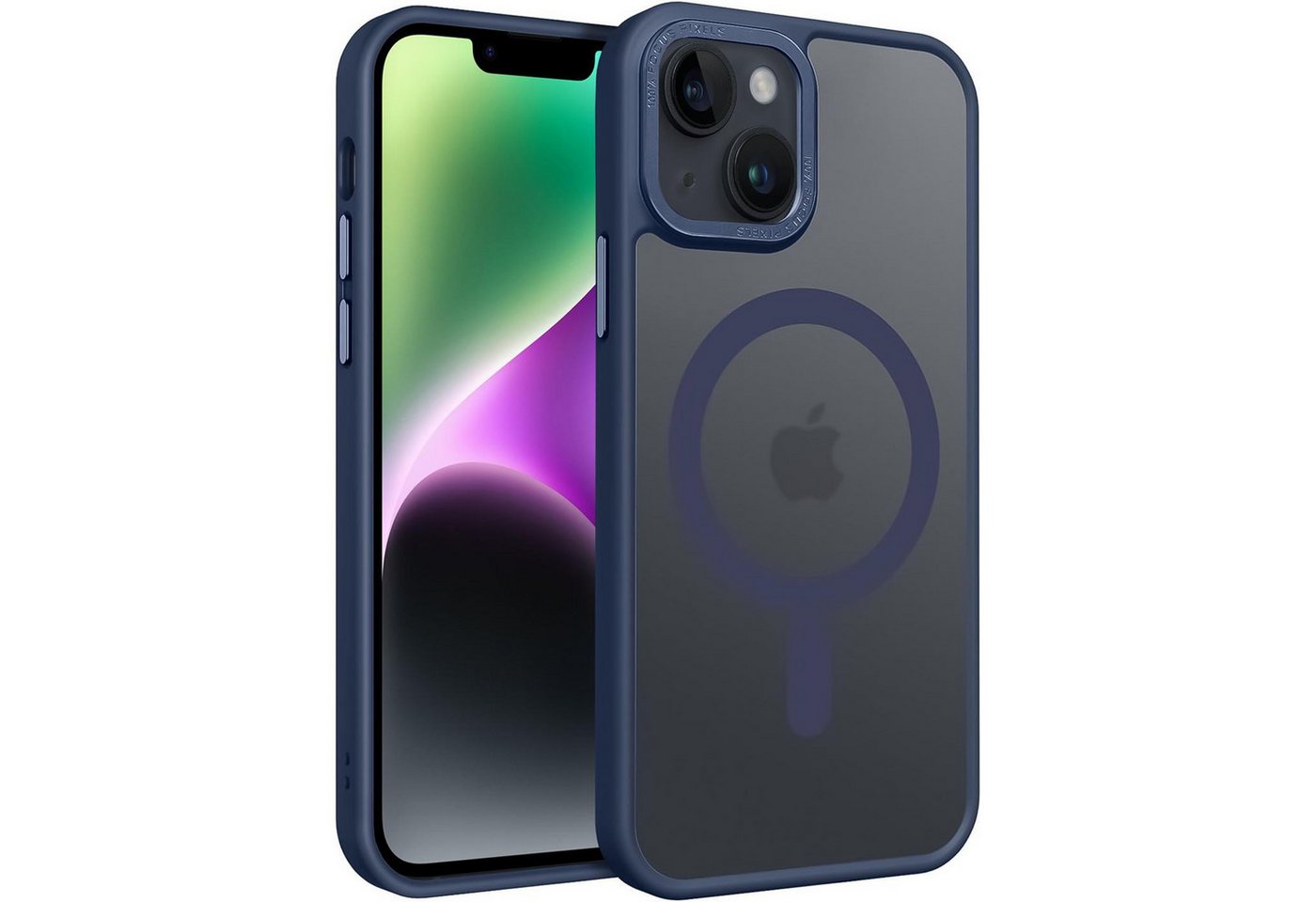 CoolGadget Handyhülle Magnet Hülle für iPhone 14 Schutzhülle mit Metall Kamerarahmen 6,1 Zoll, magnetisches Schutzcase Matt Stoßfest kompatibel mit Magsafe Zubehör