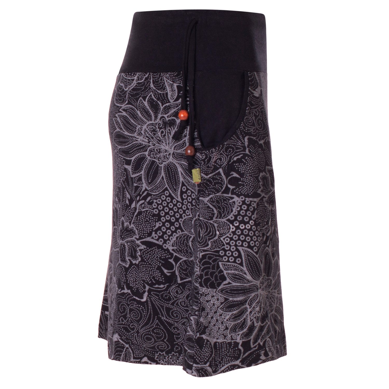 Vishes Minirock Kurzer Damen Baumwoll-Rock Mini-Rock mit Blumen-Spitze bedruckt Festival, Boho, Hippie Style