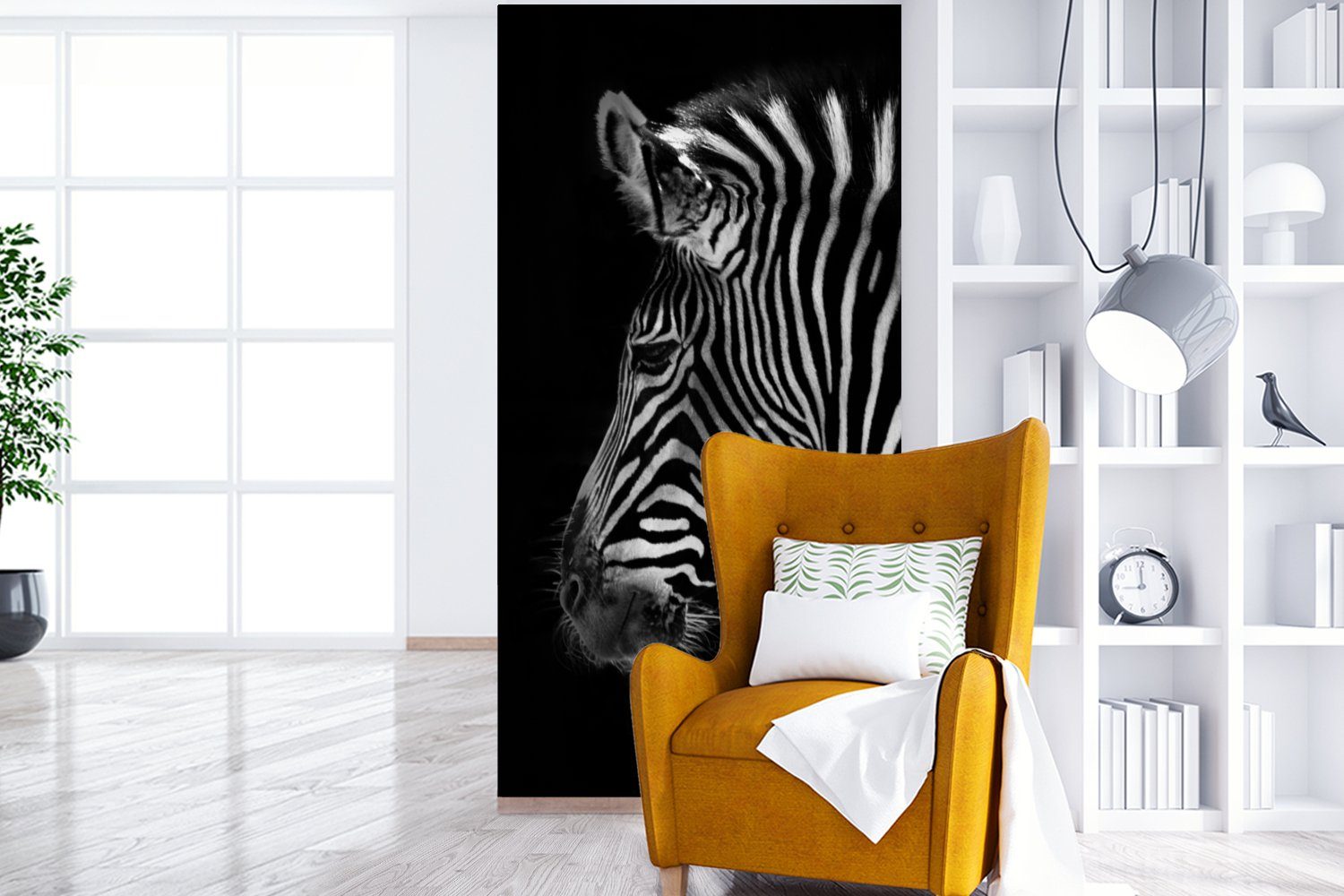 St), - Zebra Vliestapete Matt, Fototapete Wohnzimmer bedruckt, für Fototapete Schwarz, MuchoWow - Wilde (2 Tiere Küche, Schlafzimmer