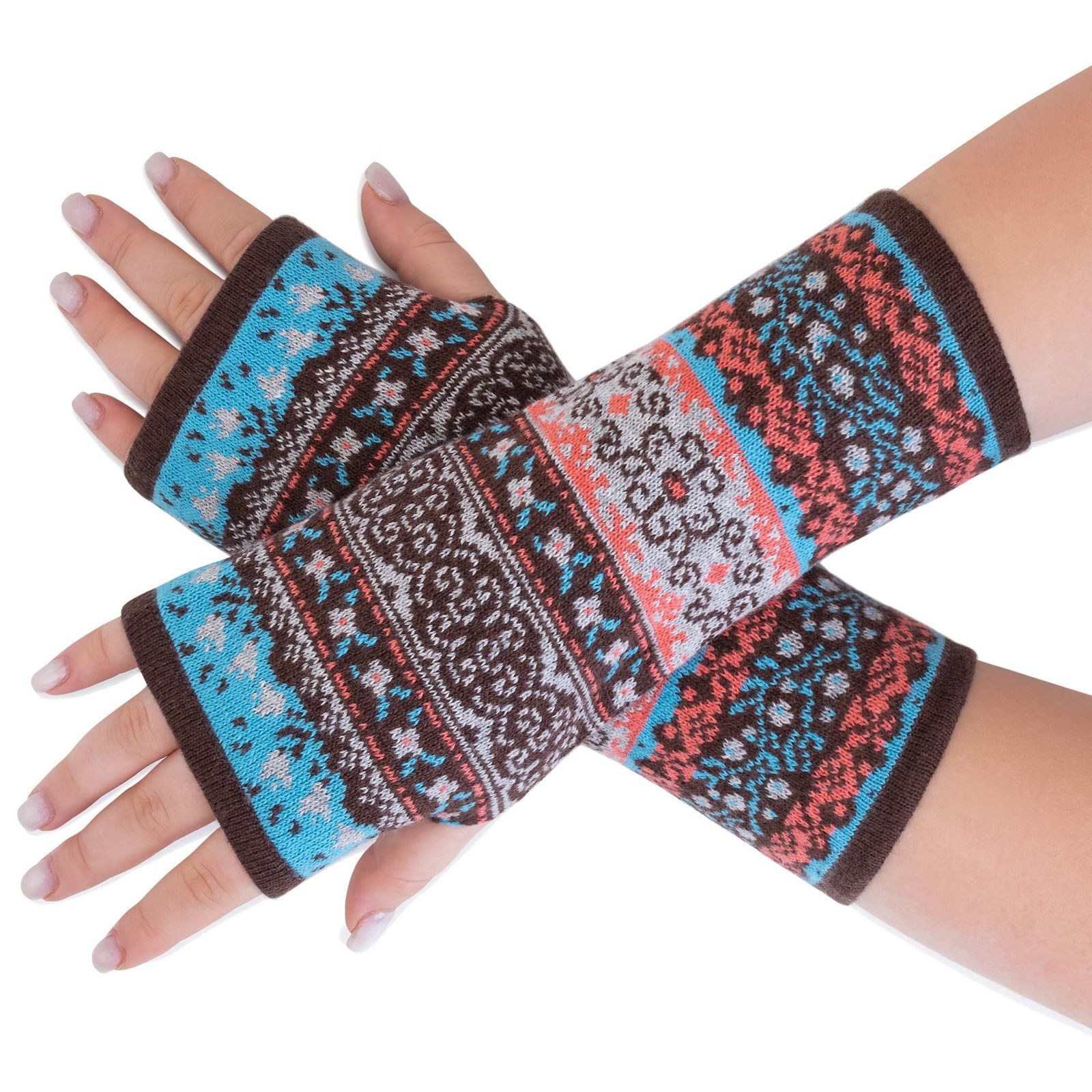 ALMHUBER Armstulpen Armstulpen Handwärmer Handschuhe Pulswärmer extrafeiner Jacquardstoff