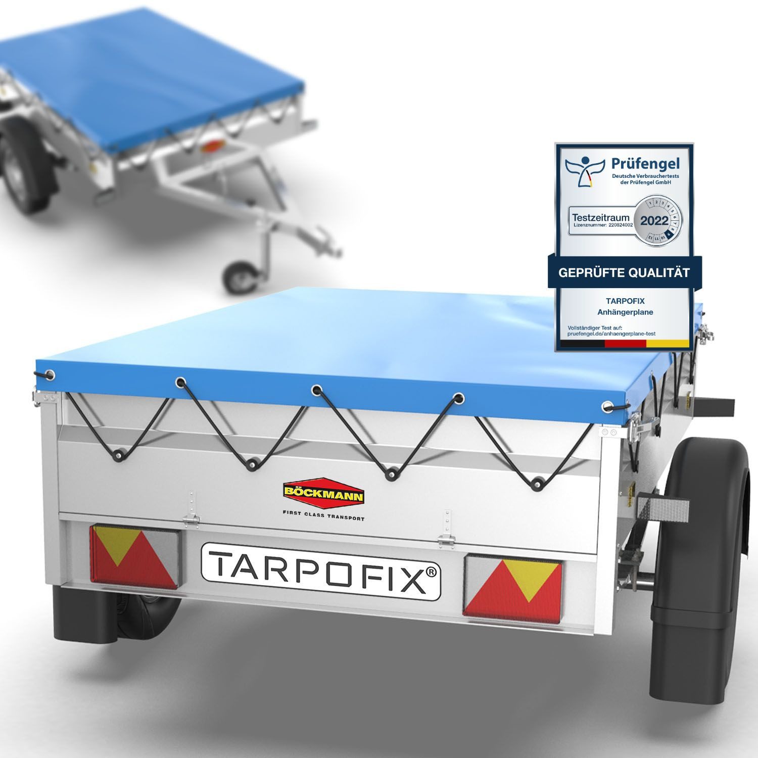 Tarpofix® Schutzplane Anhängerplane DDR Anhänger PVC wasserdicht UV-beständig (Blaue Plane), Flachplane 140x115 cm – robust & wasserdicht