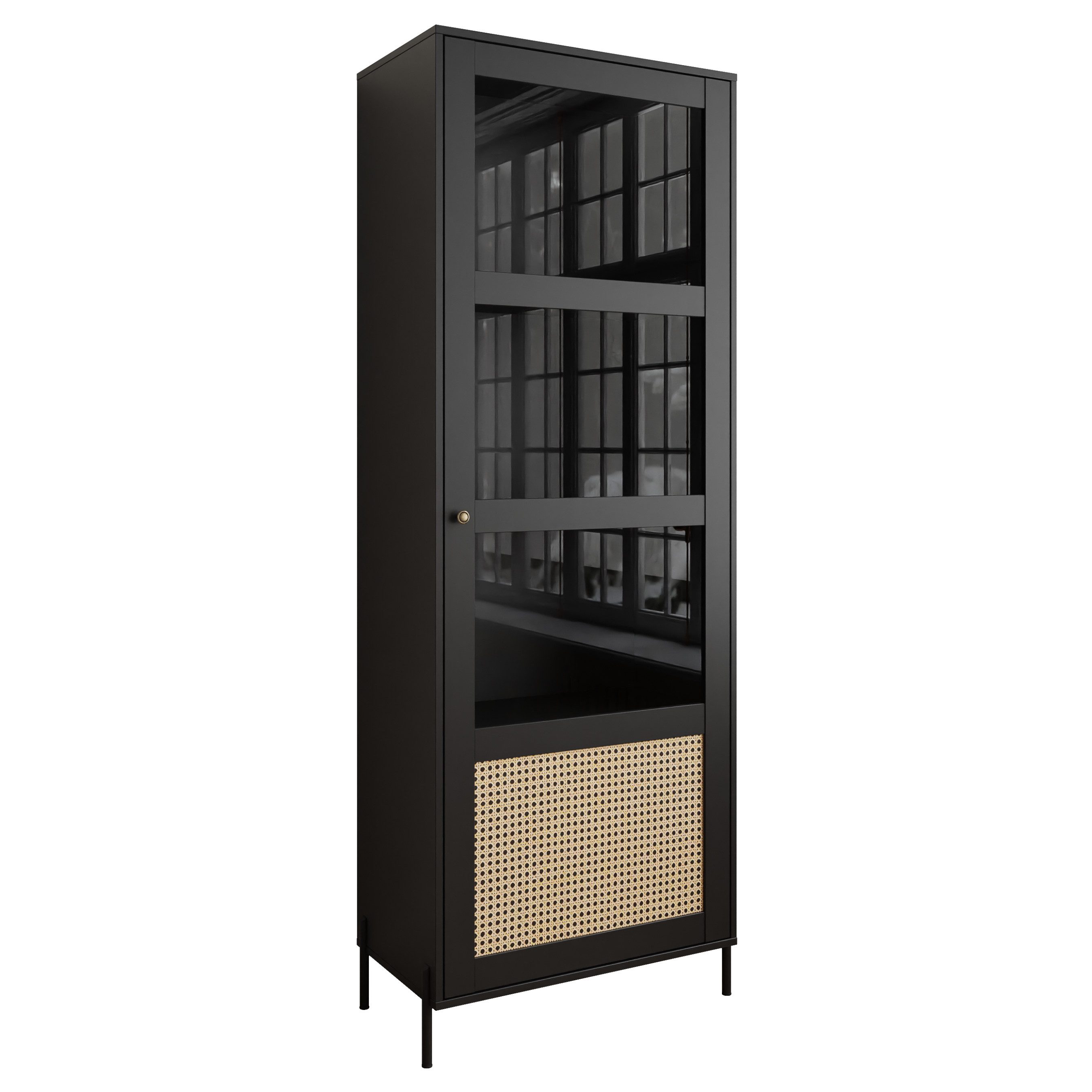Lookway Standvitrine VIENNA 1D mit Wiener Geflechtimitation