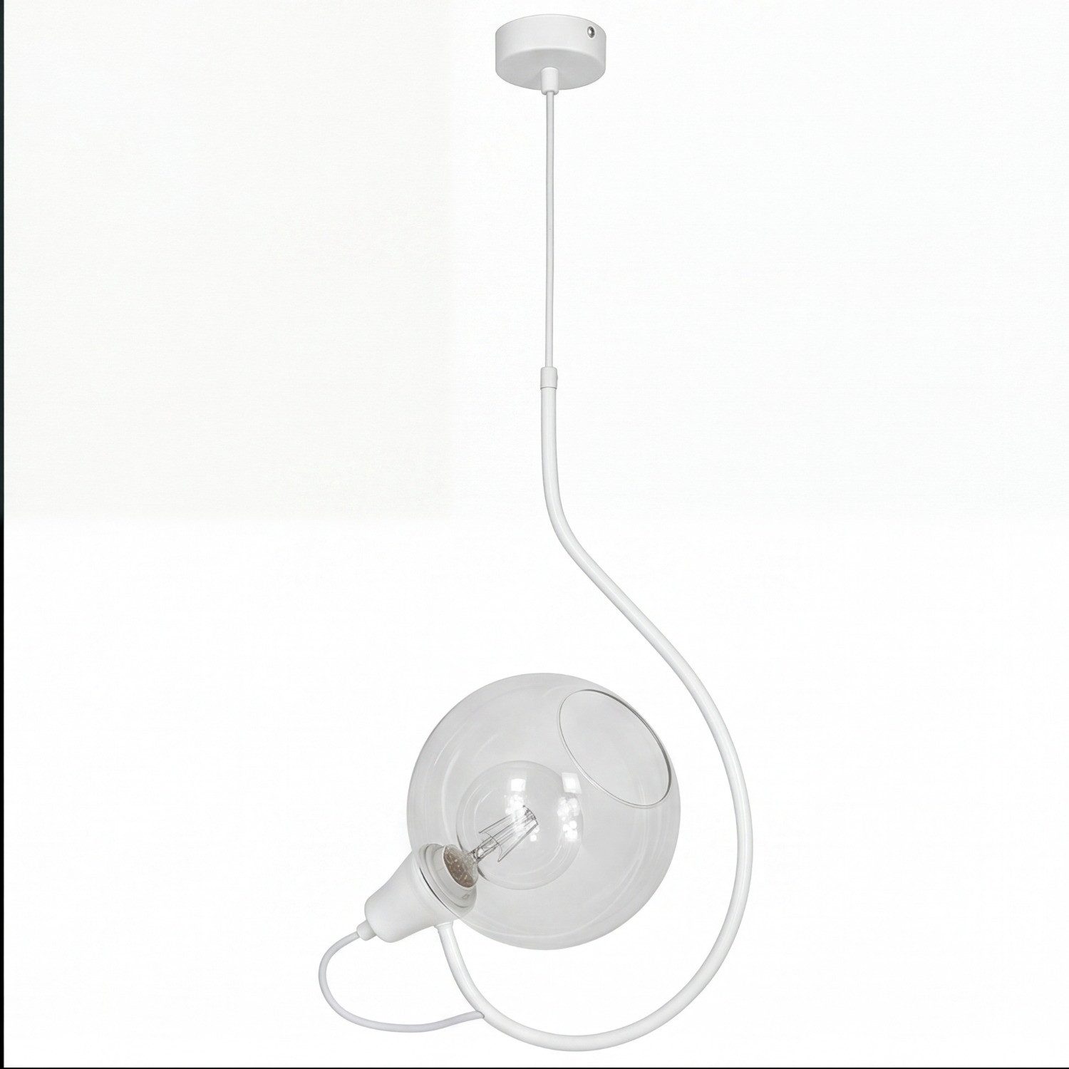 Licht-Erlebnisse Pendelleuchte DARA, ohne Leuchtmittel, Hängelampe Weiß Glas Metall E27 Modern Hängeleuchte