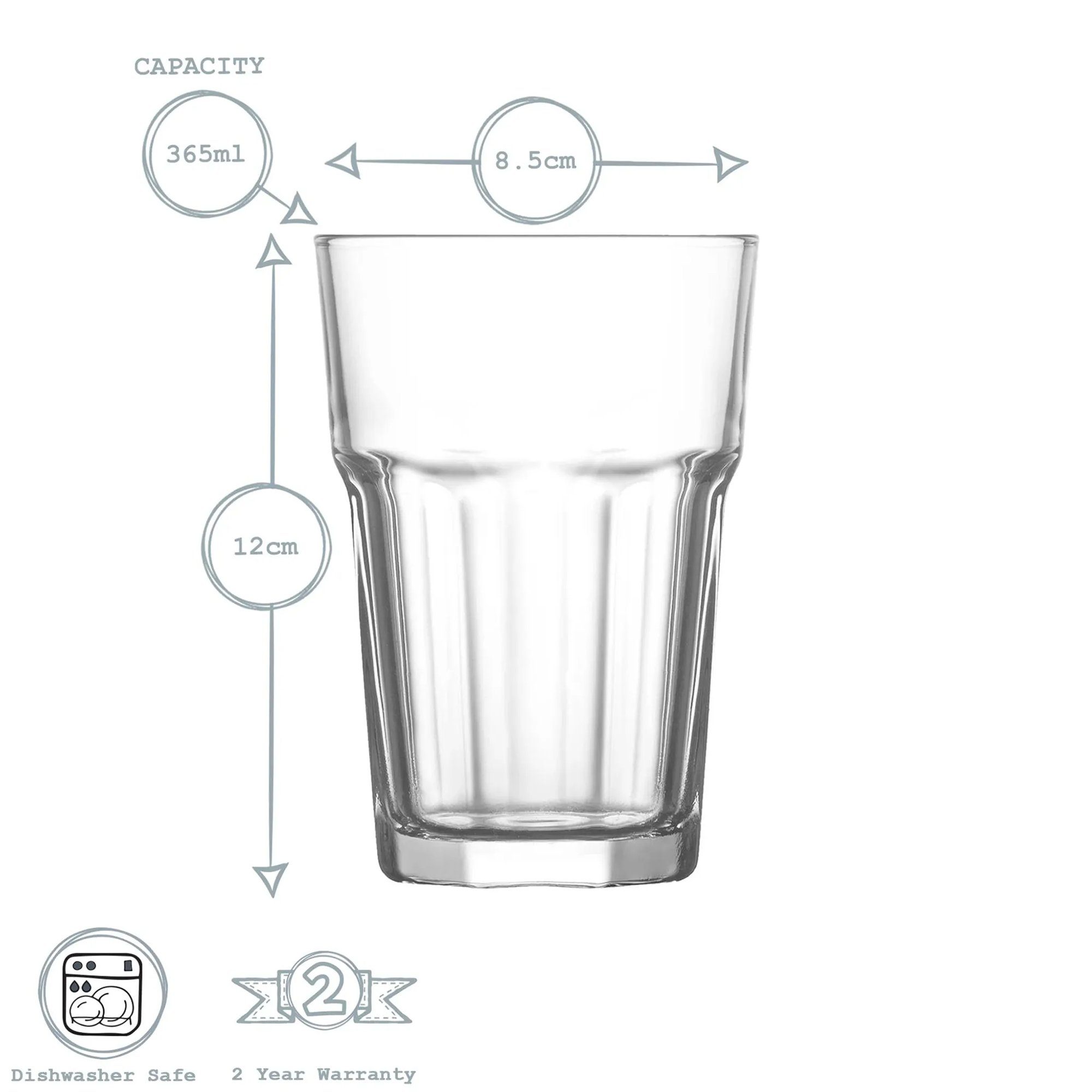 bruchfest, Wasserglas, 6 365 Glas Gläser-Set ml, Trinkglas ARAS Glas Serie LAV teilig
