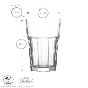 LAV Glas Gläser-Set 6 teilig Serie ARAS 365 ml, Wasserglas, Trinkglas bruchfest, Glas