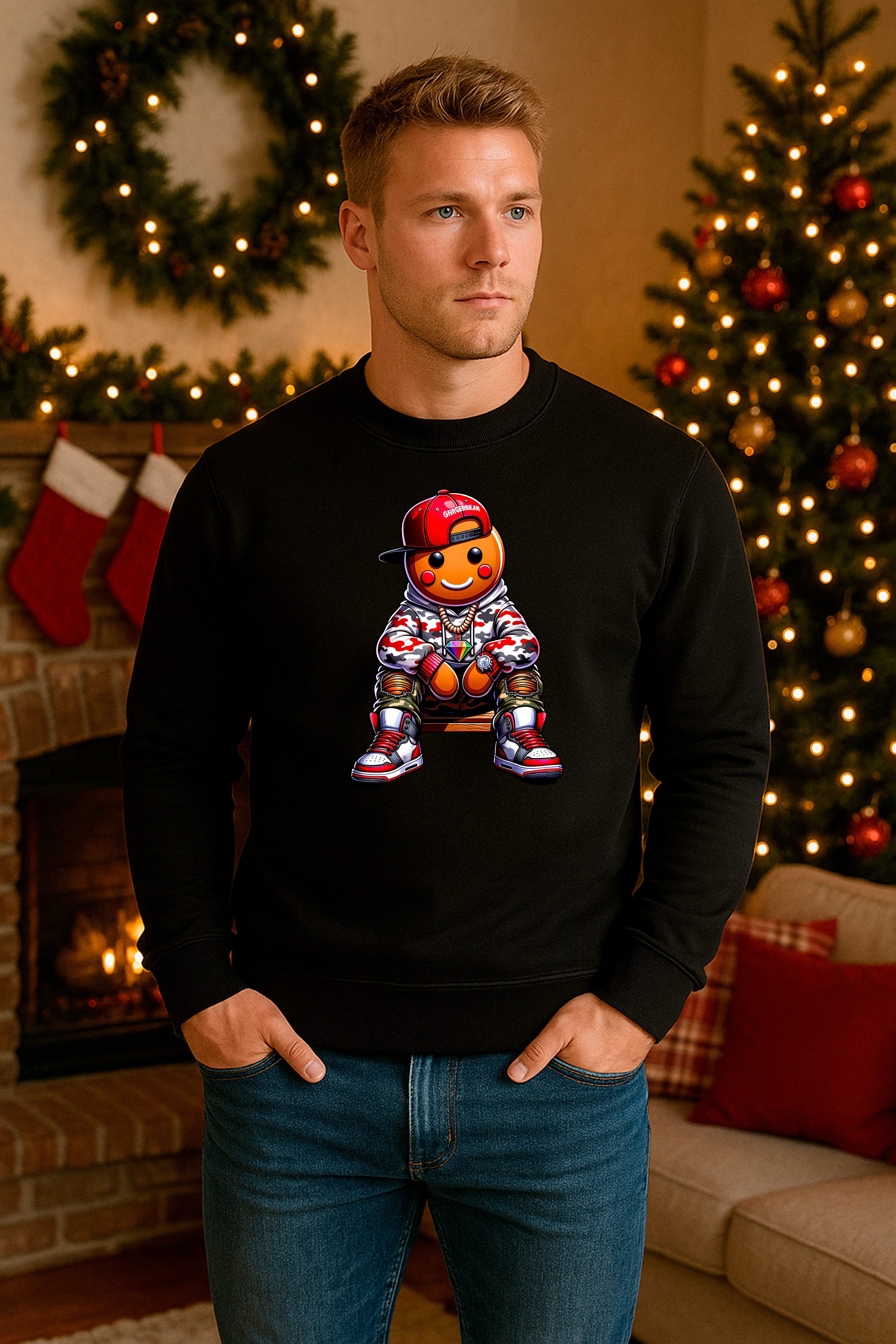 Banco Weihnachtssweatshirt Herren Weihnacht Pullover Rundhals mit Weihnachtsmotiven Winter Weihnachtliches Design mit Streetstyle-Charakter