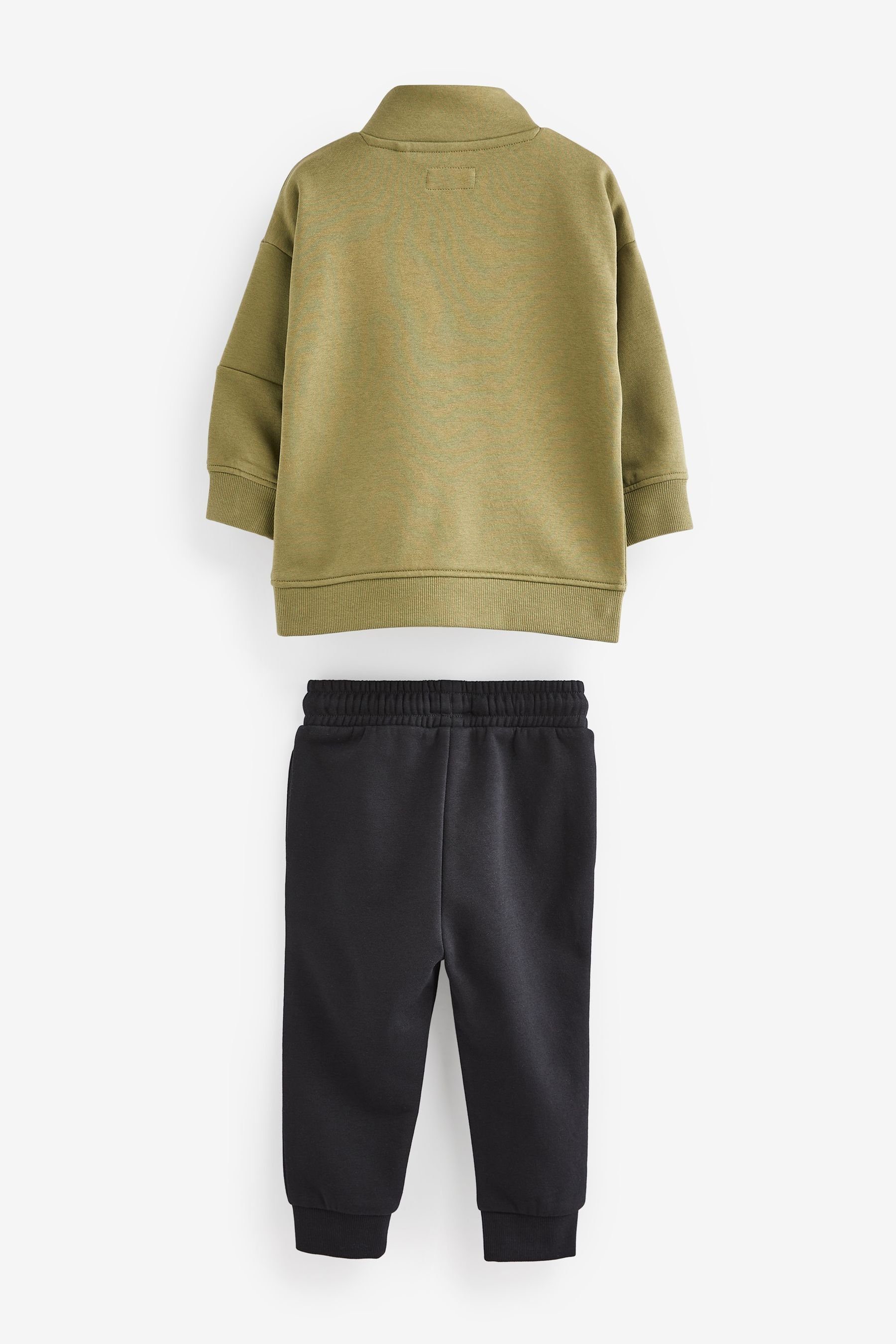 (2-tlg) Khaki mit Sweatshirt und Jogginghose Green/black Next Trichterkragen Sweatanzug Set:
