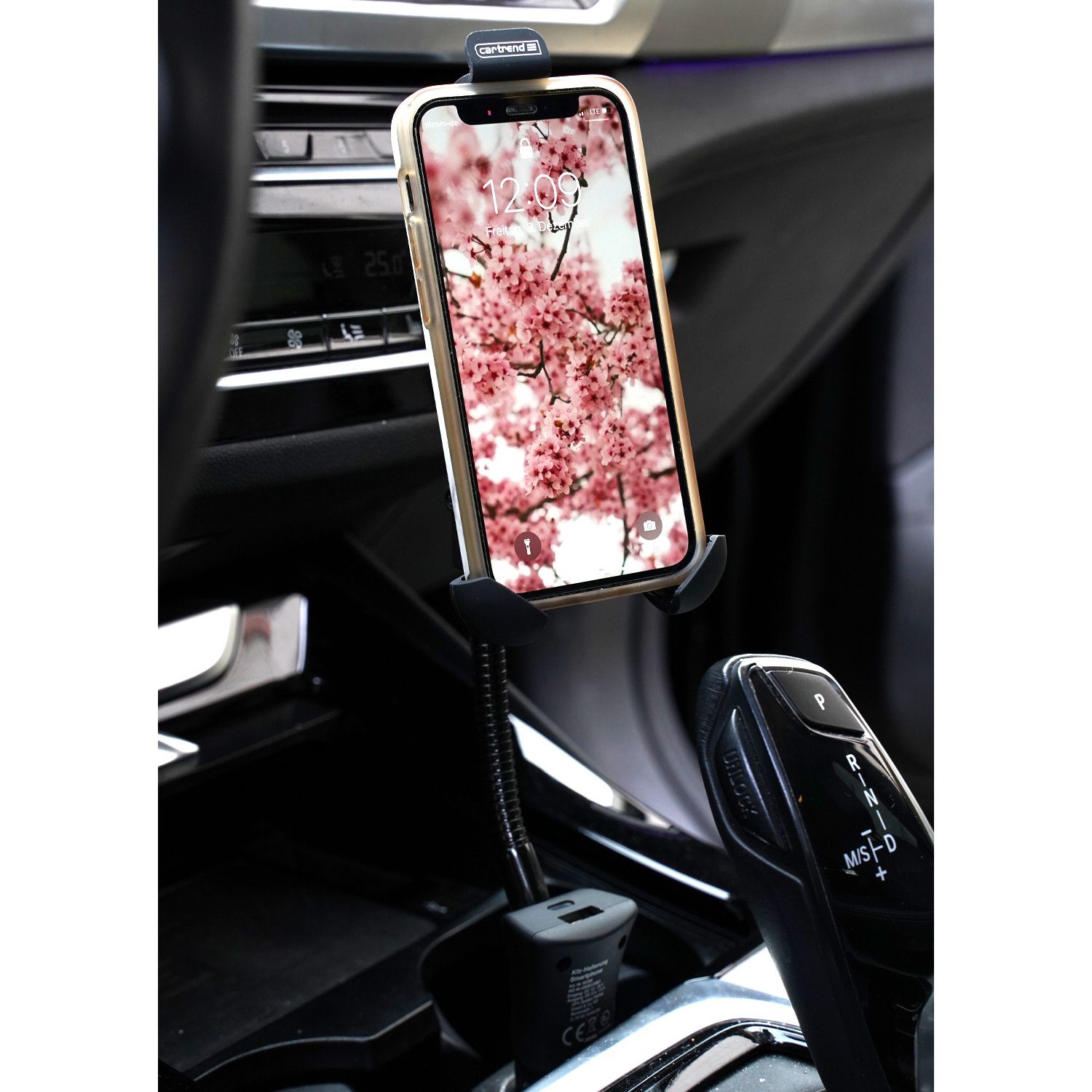Cartrend Handy-Halterung KFZ-Halterung Ladegerät Smartphone MP3-Player, (Lademöglichkeit über USB-Port, Schwanenhals, für Smartphone bis 5,4)