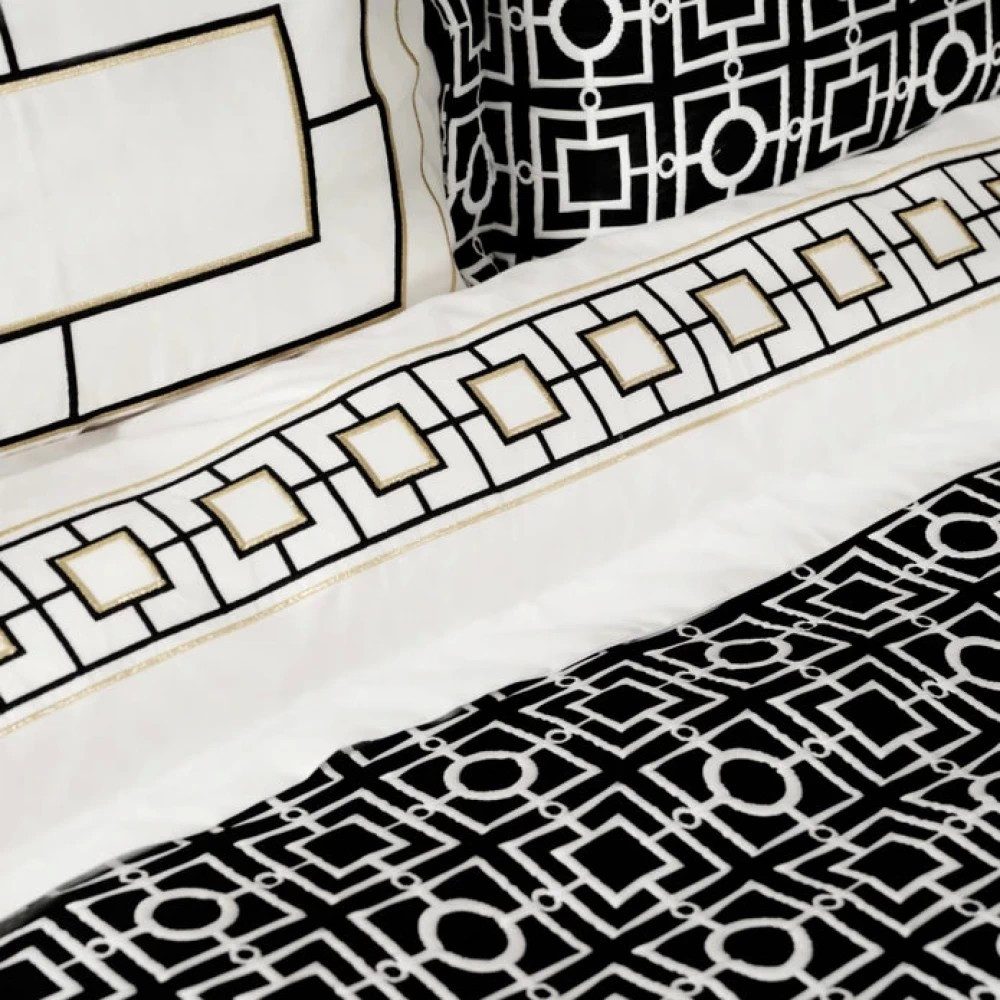 Karaca Bettwäsche Karaca Home Minerva Schwarzes Doppelbett Besticktes Bettbezug Set