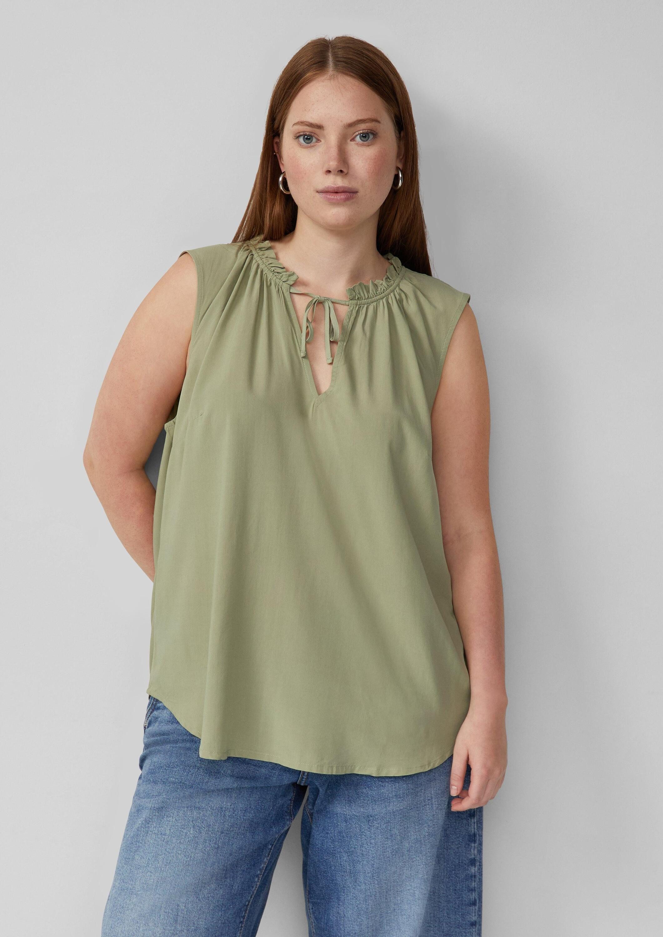 QS Blusentop Bluse Blusentop mit Rüschenkragen günstig online kaufen