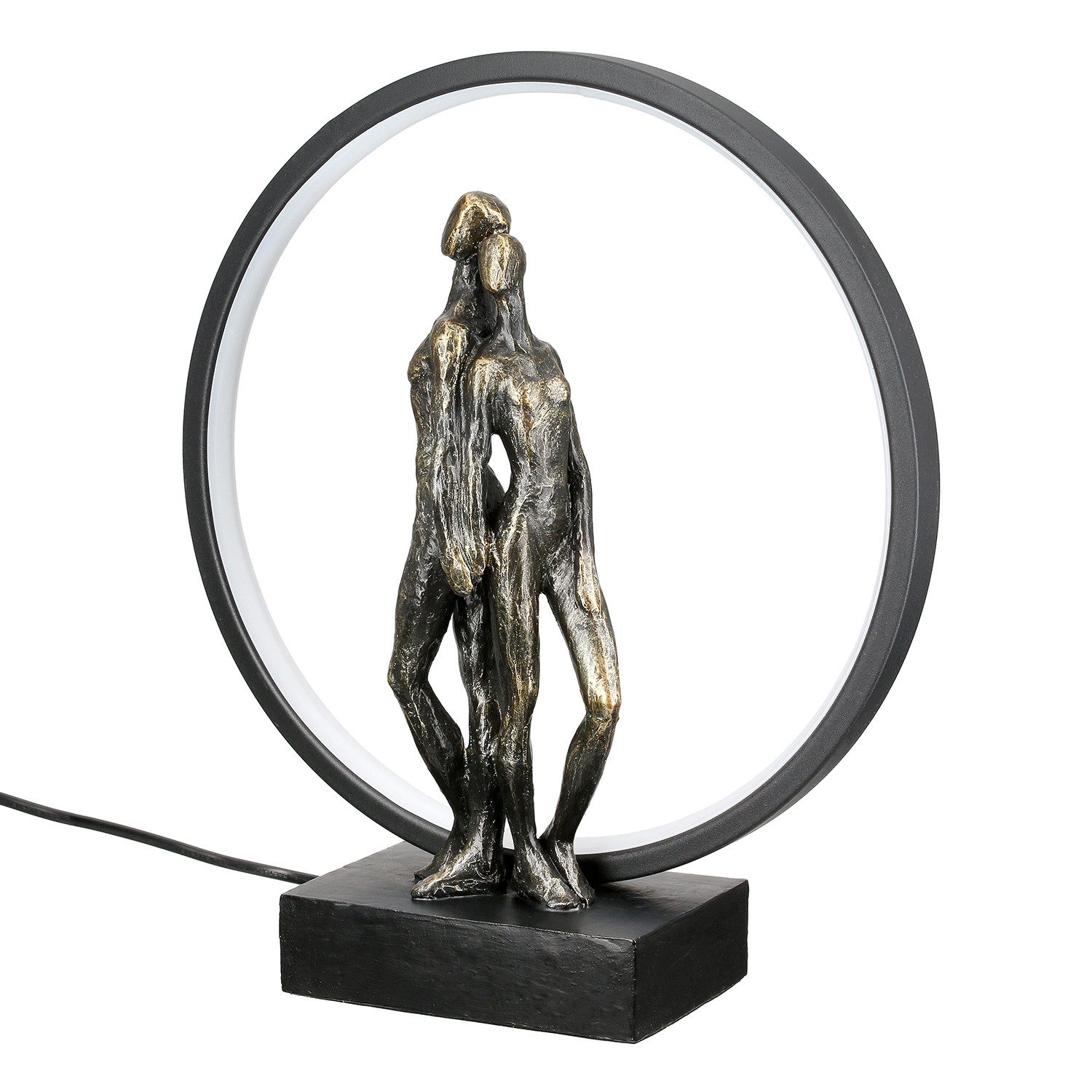 GILDE Tischleuchte HERZLEUCHTEN LeuchteLED - bronze - Kunstharz - Höhe 33cm x Breite 30cm, Tischlampe - Schreibtischlampe - Nachttischlampe