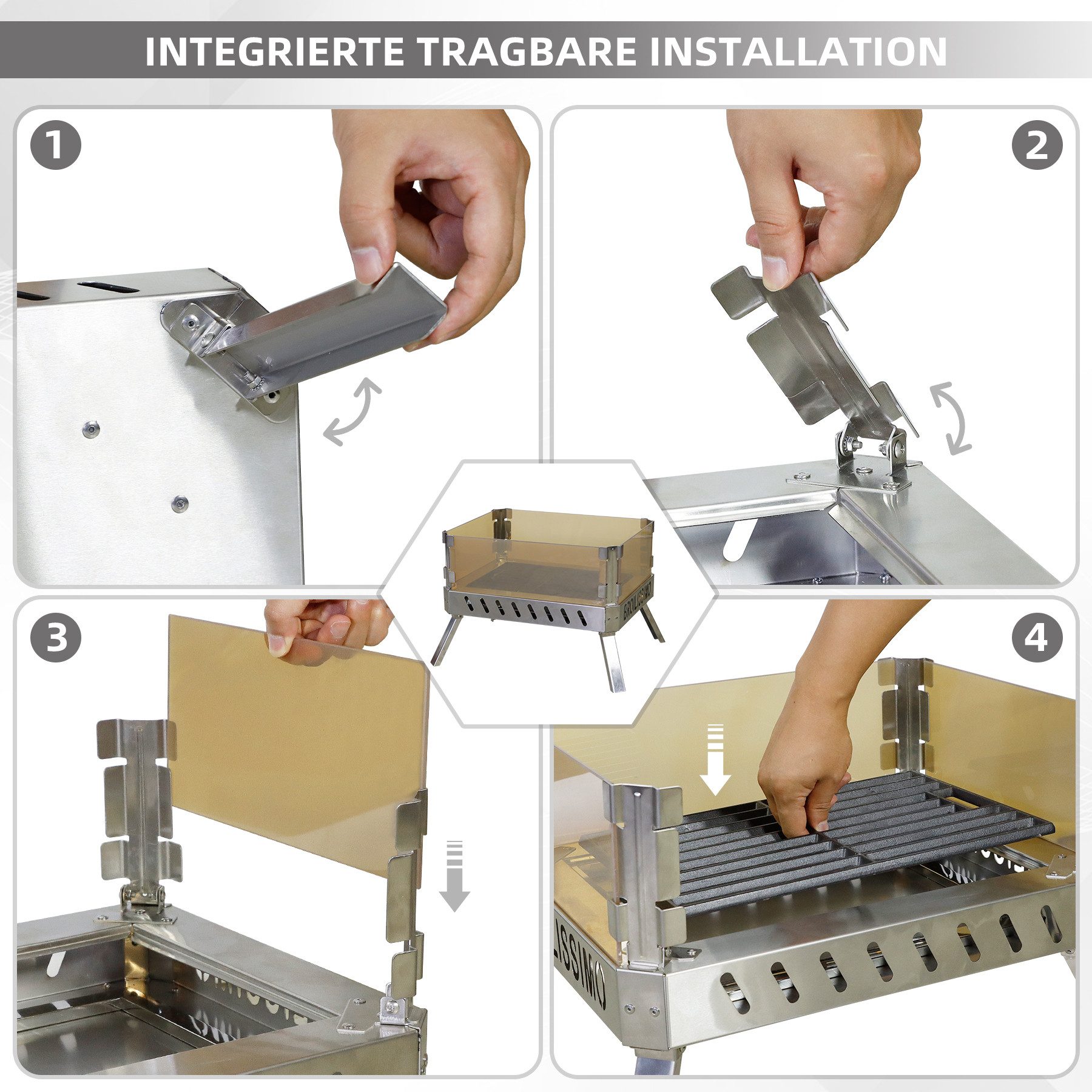 CCLIFE Fire Bowl with Glass Ceramic, Foldable for Outdoor Camping