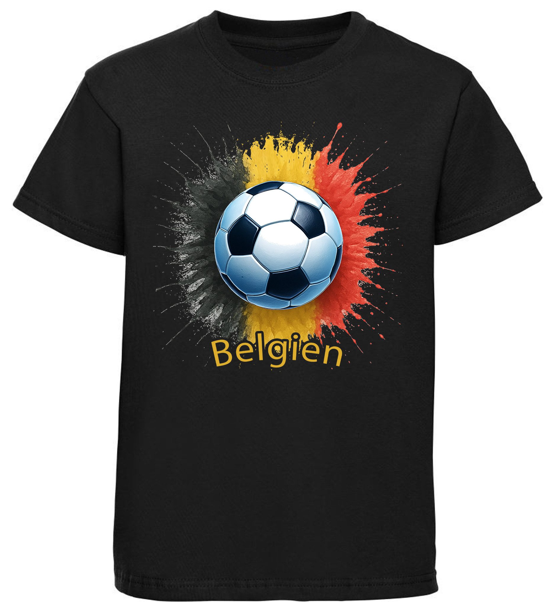 MyDesign24 T-Shirt Kinder Fussball Shirt - WM Shirt schwarz Kurzarm Fussball T-Shirt – Belgien Fanshirt i671