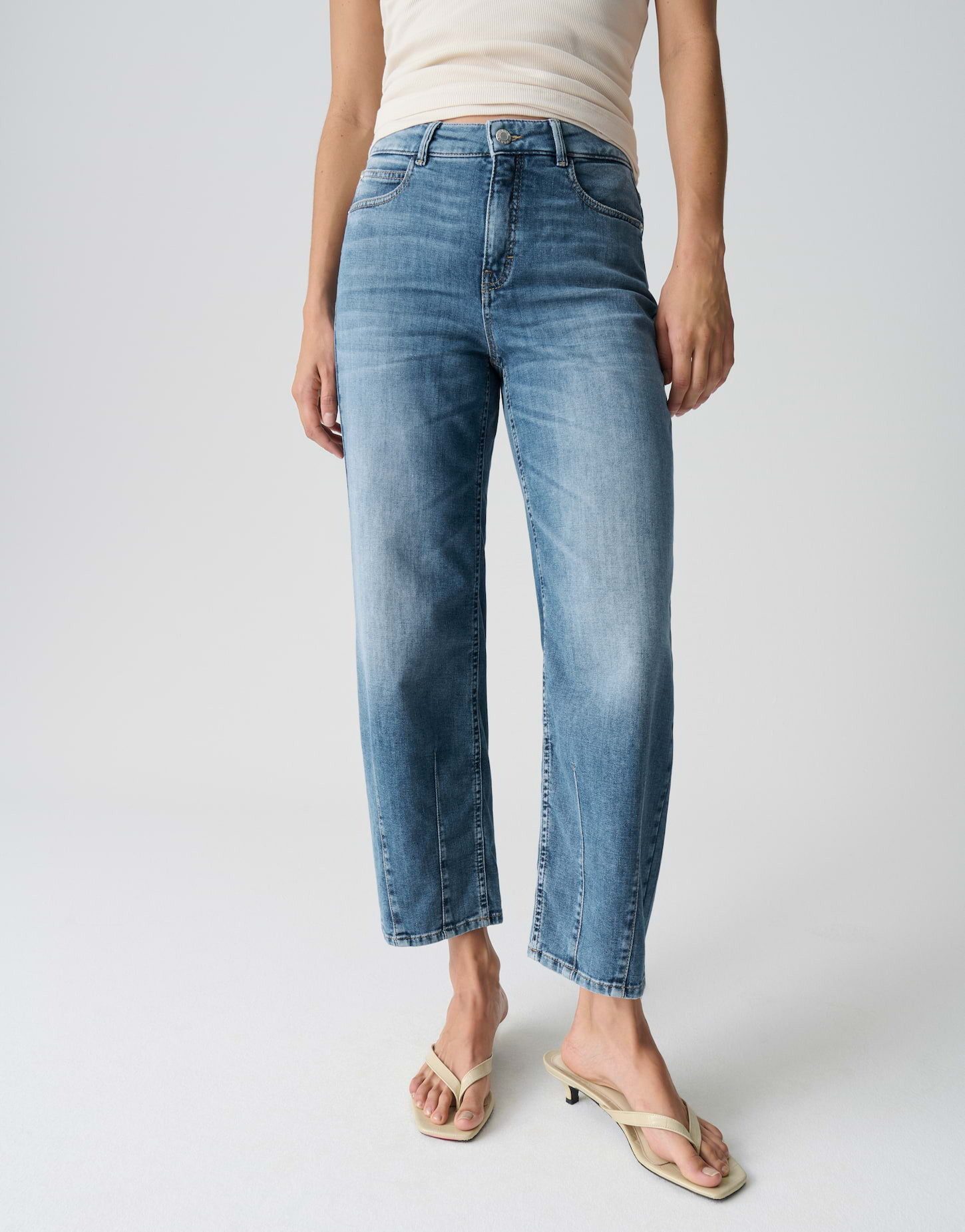 OPUS PANTS Relax-fit-Jeans MELLY TWISTED aus BCI Cotton Mix Mid Rise Barrel günstig online kaufen