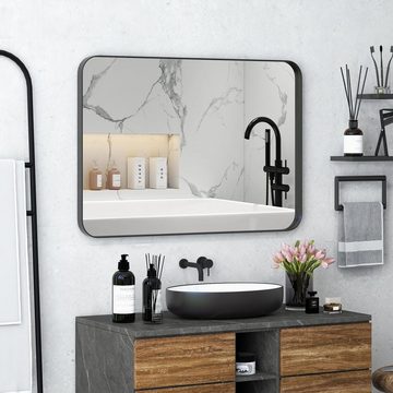 COSTWAY Wandspiegel, Badspiegel rechteckig, mit Metallrahmen, 51x81cm