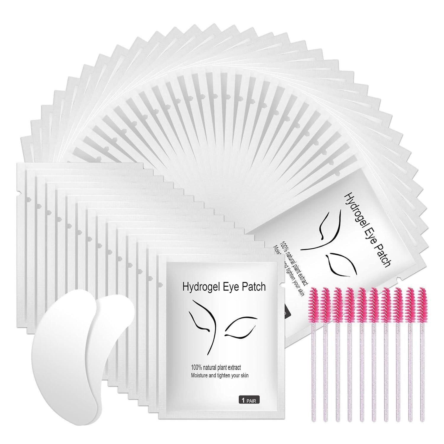 LuxusKollektion Bandwimpern Augenpads für Wimpernverlängerung 50 Paar mit Wimpernbürste