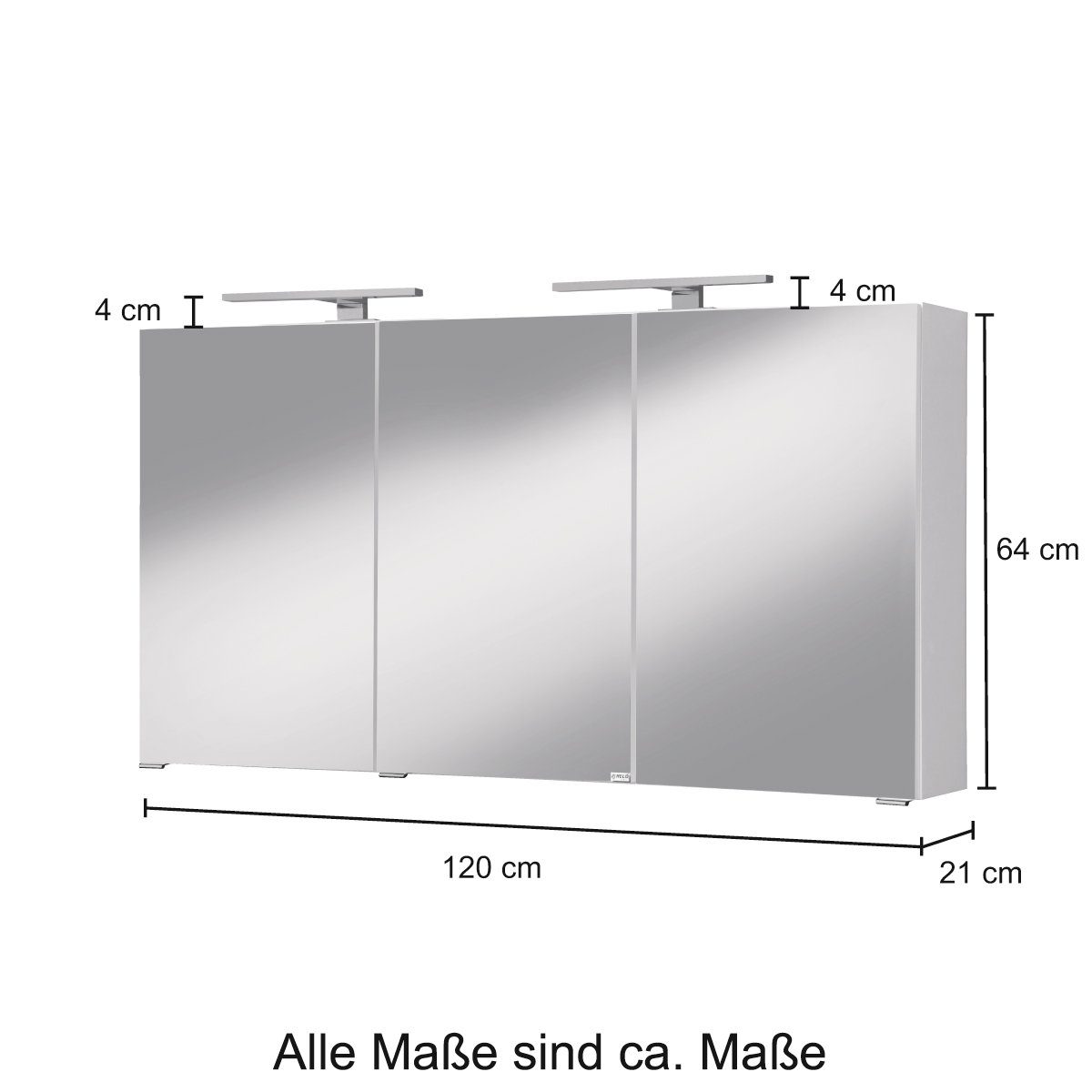 mit 120 cm, und Spiegelschrank Breite Spiegeltüren MÖBEL Softclose-Funktion HELD weiß Malibu
