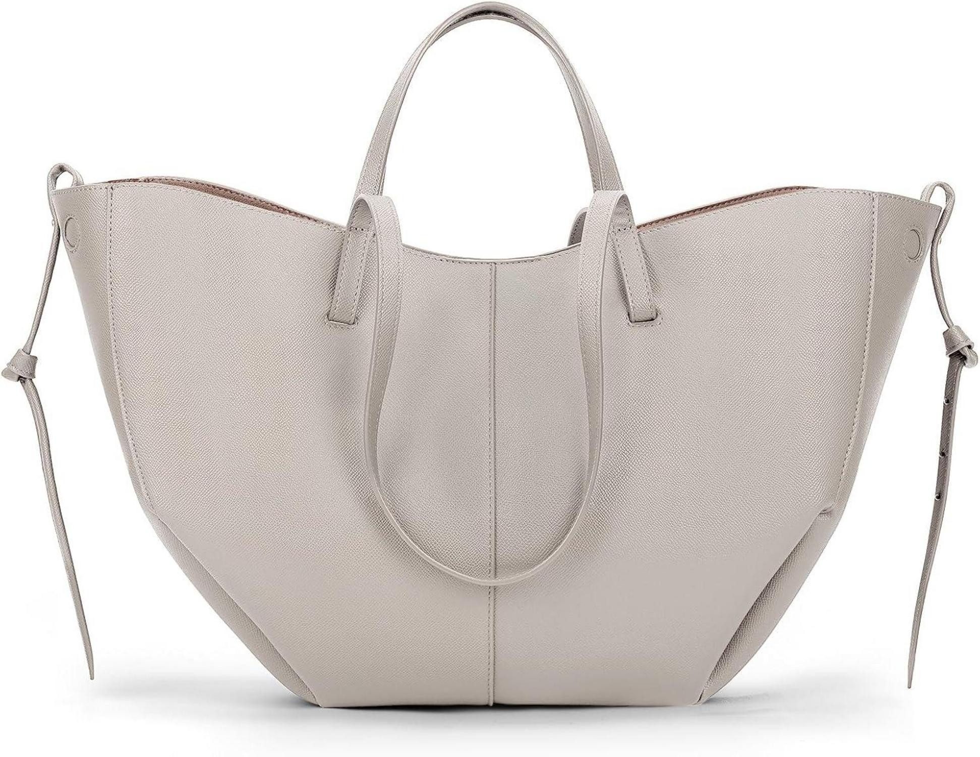 Shopper Elegante Große Tote Bag Kunstleder Handtasche Damen Grau Henkeltasche