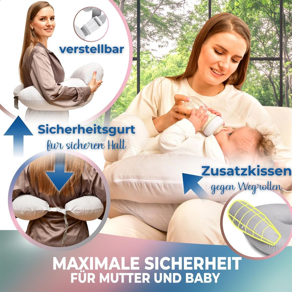 SEI Design Stillkissen Stillkissen mit verstellbarem Hüftgurt, entlastet Schultern und Nacken, mit Sicherheitsgurt, zusätzliches Kissen als Barriere