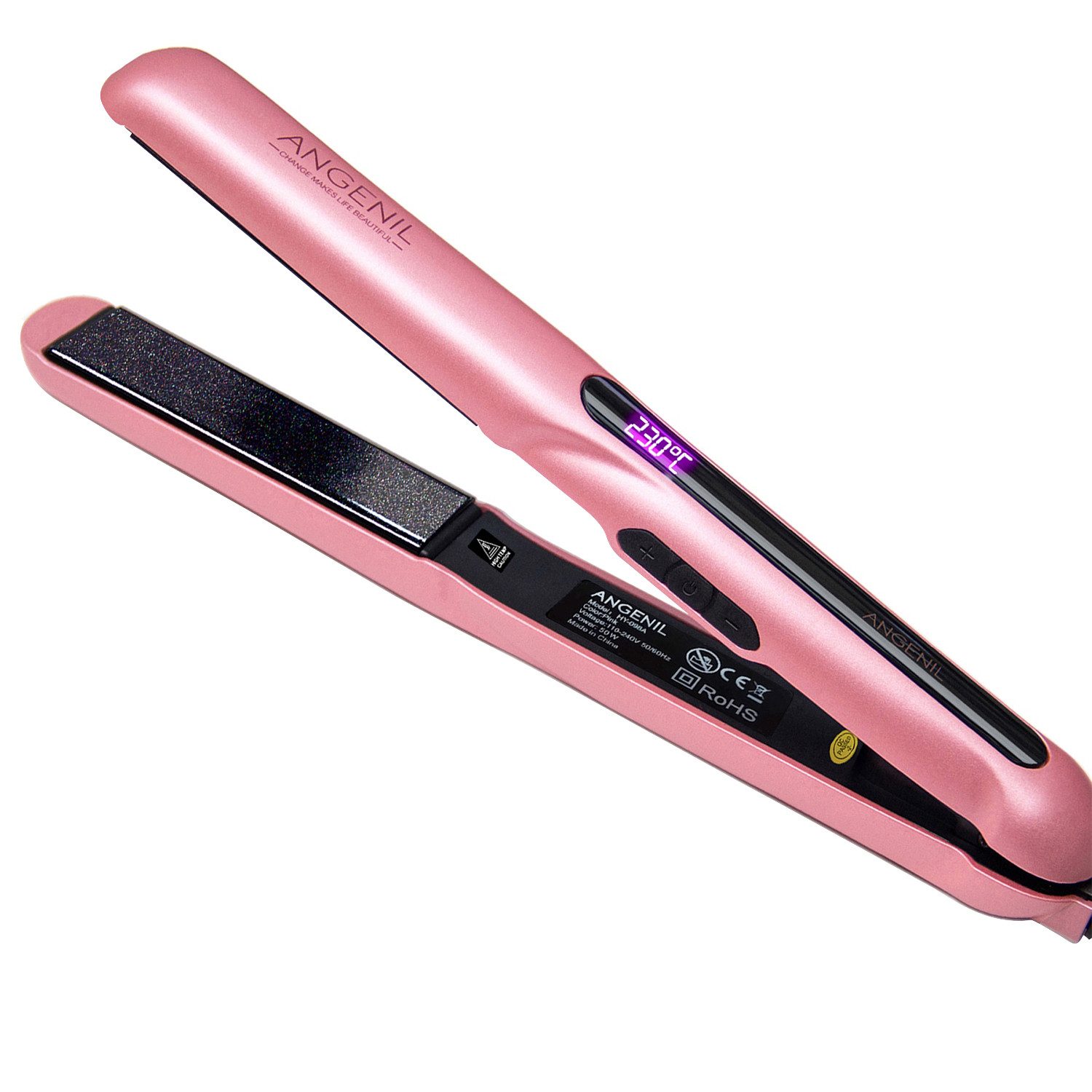ANGENIL Glätteisen Ionen, 1 Zoll, tragbar, für Damen, Lockenstab mit doppelter Spannung, 2-in-1, professionelle Keramikplatte