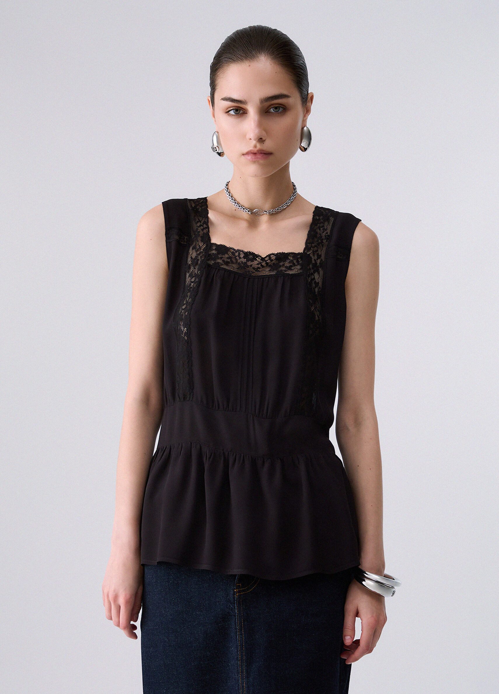 Liu Jo Spitzentop TOP CON PIZZO - Top mit Spitze - Damen Top