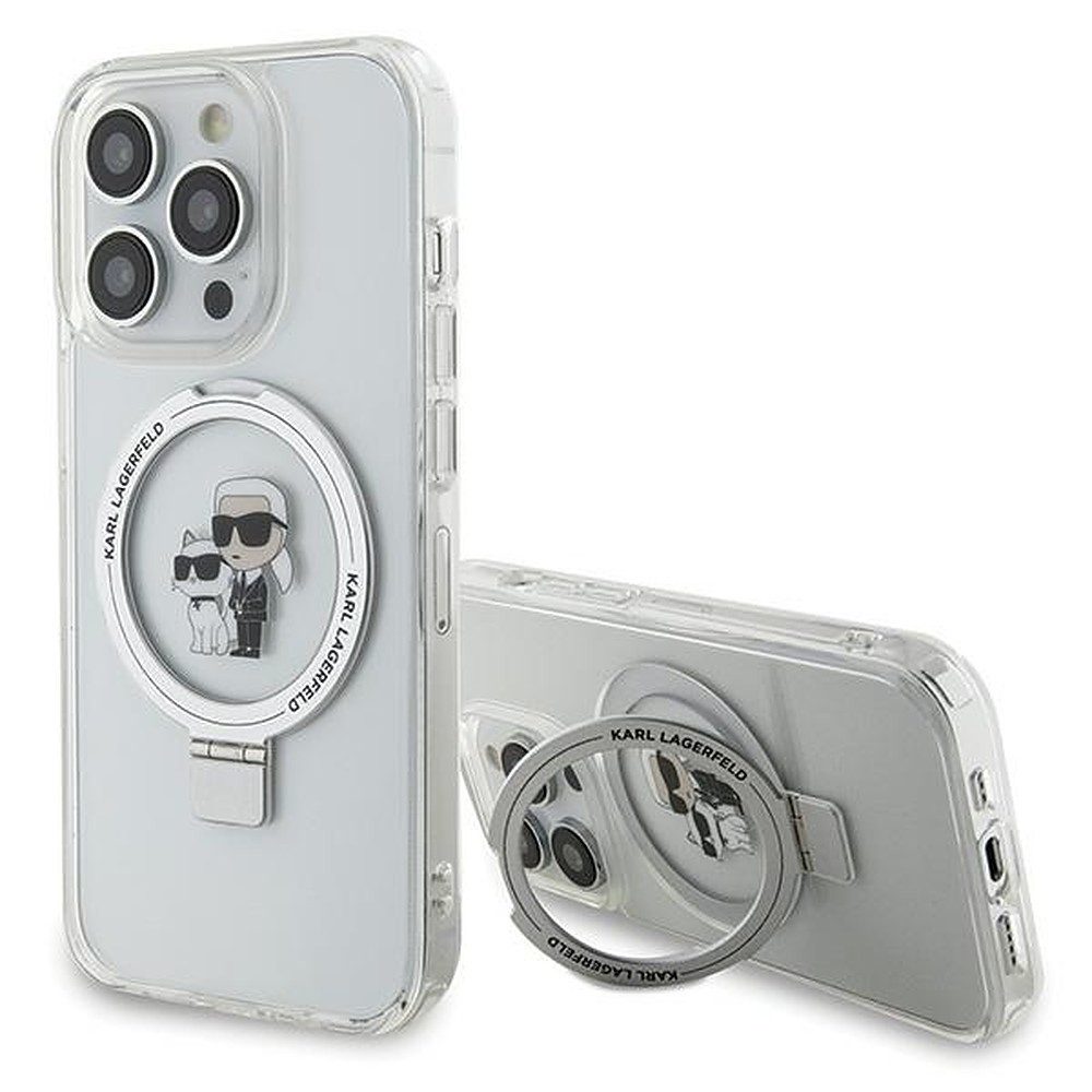 KARL LAGERFELD Handyhülle Schutzhülle Ringständer Magnethülle 6,1 Zoll, MagSafe, Ringständer, TPU/PC, erhöhte Kanten
