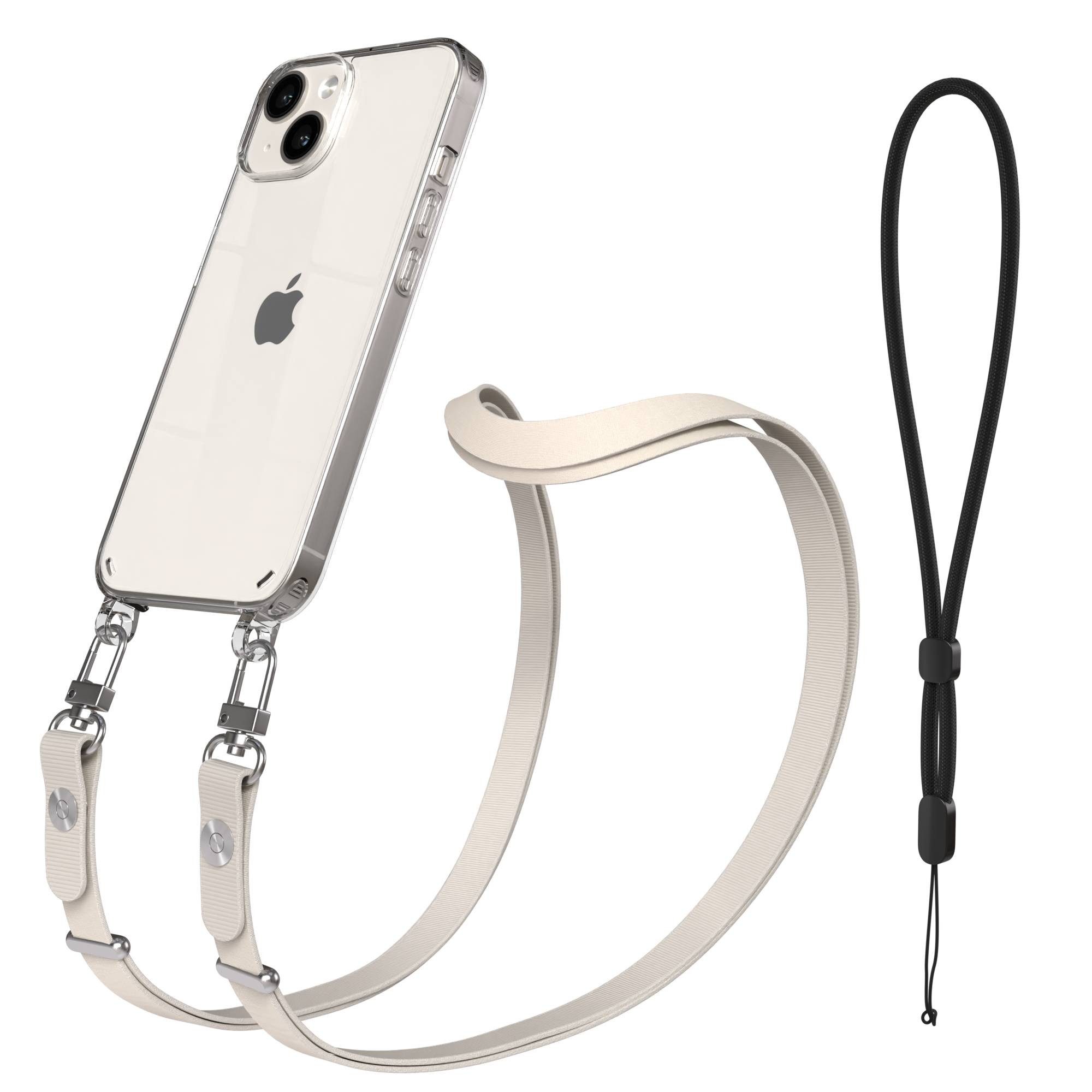EAZY CASE Handykette für Apple iPhone 14 Handyhülle mit Handyband magnetisch, Handyband in Taupe im minimalistischen Design mit 2x2 Anschluss
