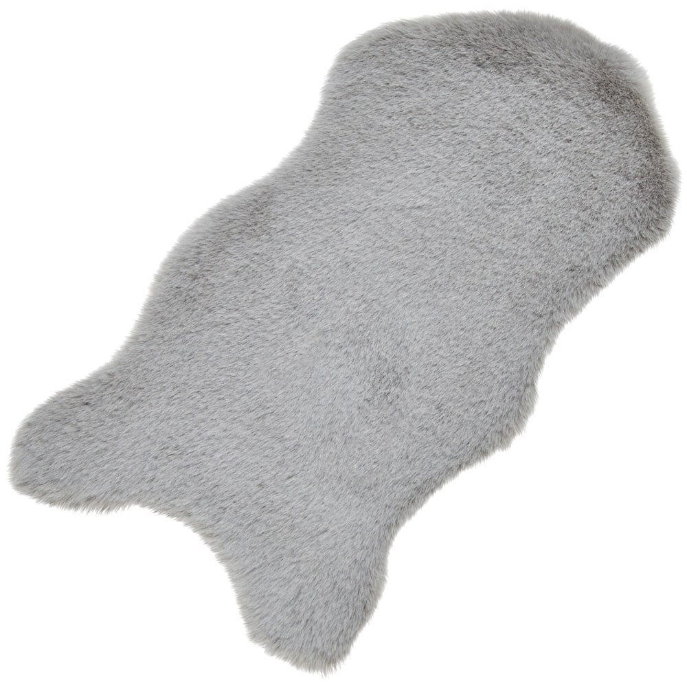 matches21 HOME & HOBBY Fellteppich Kleines kurzflor Deko-Fell als Fell-Imitat in 50 x 25 cm grau, Höhe: 20 mm, Flauschiges Kunstfell als Fell-Teppich Stuhl-Überwurf Sitzauflage