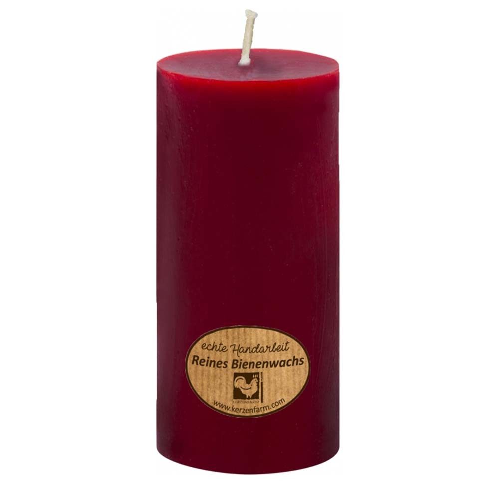 Kerzenfarm Hahn Formkerze Bienenwachs - Stumpenkerze rot 45x95mm günstig online kaufen
