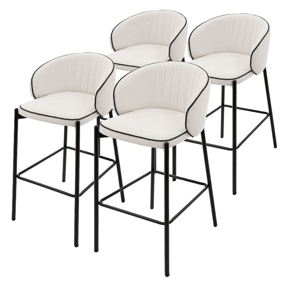 ML-DESIGN Barhocker Gepolsterter Barstuhl mit Metallgestell Rückenlehne und Fußstütze (4 St), Bistrohocker 4er Set Beige Stoffbezug Tresenhocker Küchenhocker