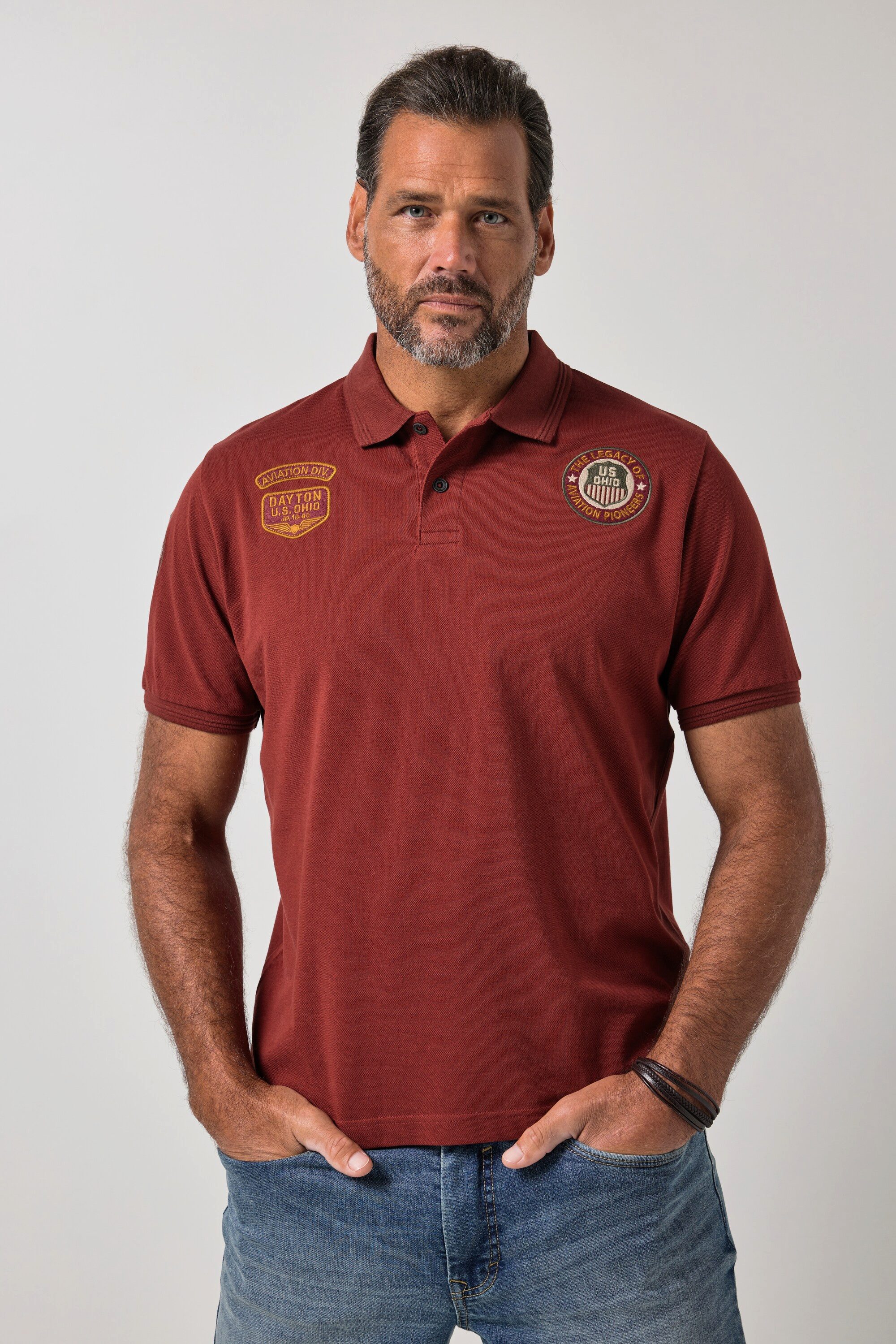 JP1880 Poloshirt Poloshirt Halbarm Piqué Badges