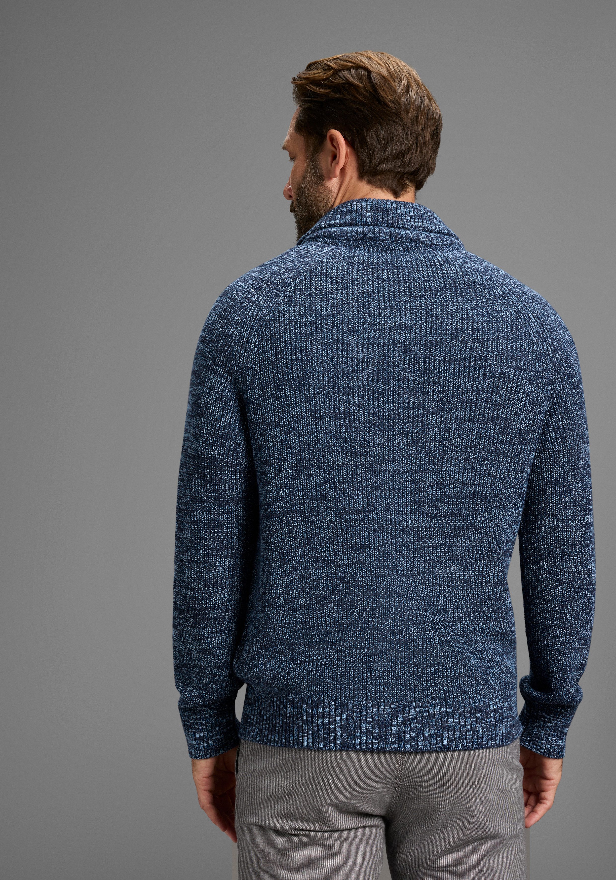 Man's World Strickjacke Mit Stehkragen & Reißverschluss melierte Optik,weicher Griff, Perfekt für die kältere Jahreszeit – Bild 4 von 5