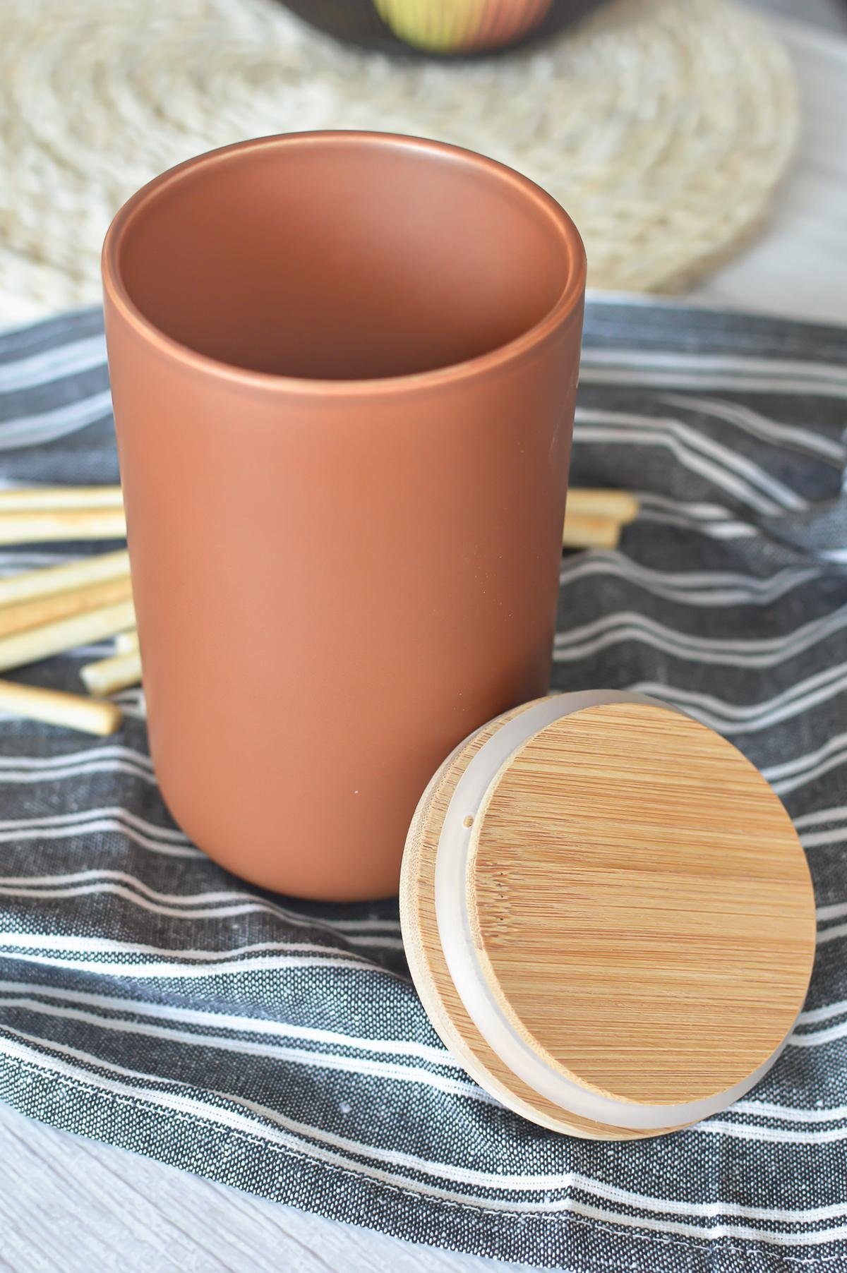 Sendez Vorratsdose Braun aus Porzellan Dose mit Aufbewahrungsdose, Deckel Porzellan Vorratsbehälter