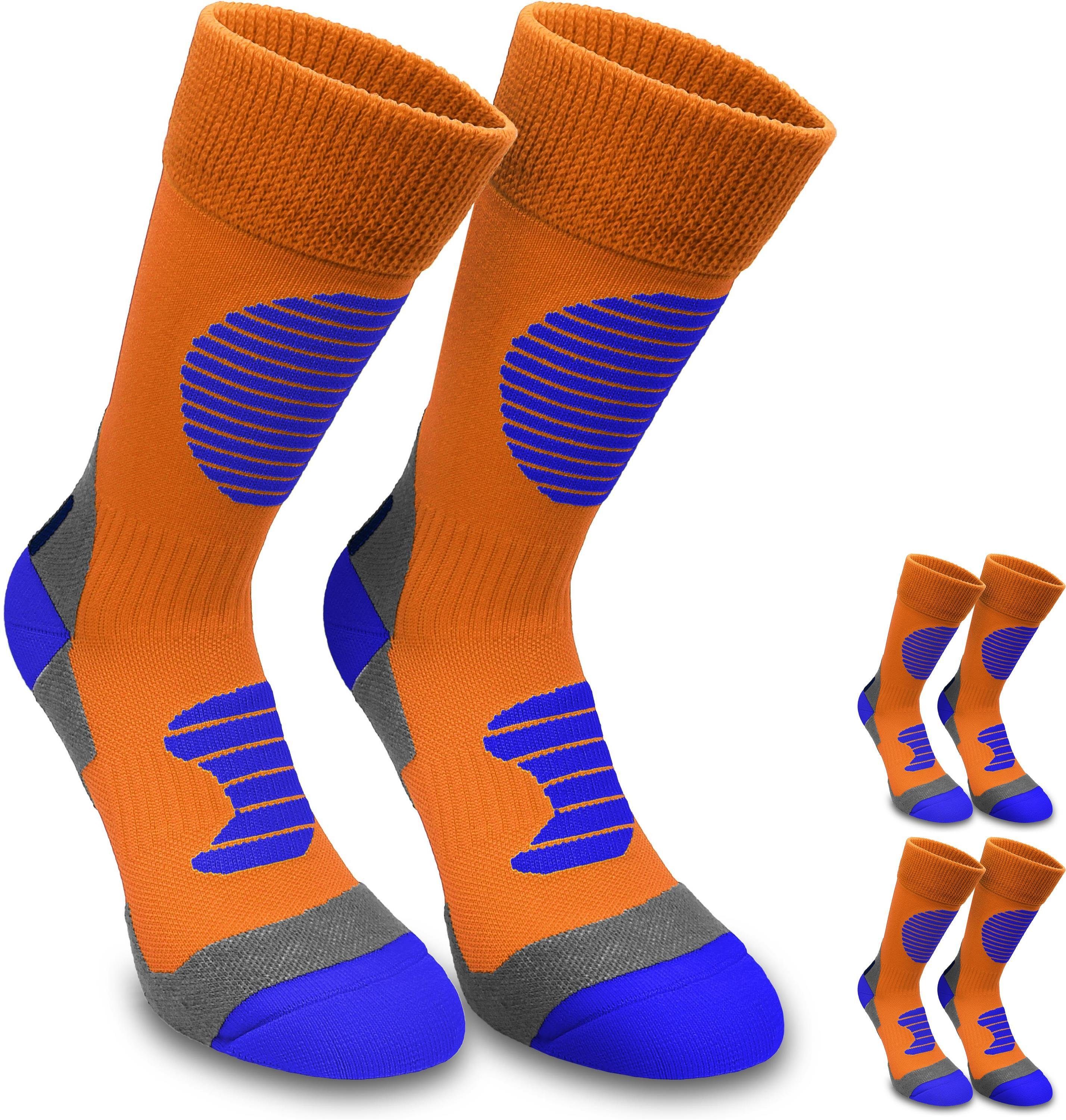 normani Sportsocken (3 Paar) mit Schienbein-Schutzpolster Orange/Blau