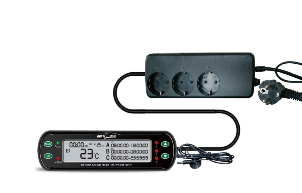 Terrarium ReptiZoo Thermostat mit Zeitsteuerungfunktion (THC11) -drei- Anschl?