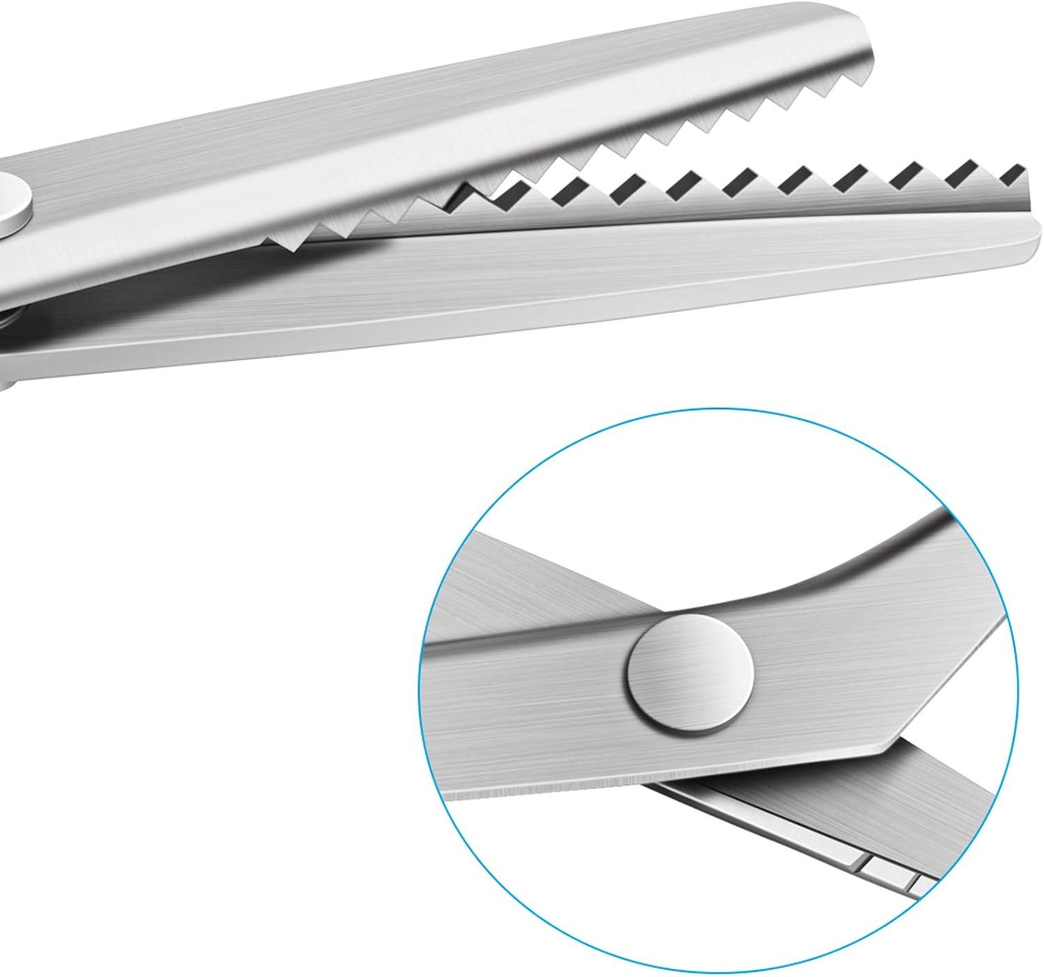 KUONIIY Stoffscheren Stoff Nähen Schneiderschere Zickzack-Schere 23 cm mit Fadenschere, (2-teiliges Scheren-Set für Stoffe, Papier und Fäden, Schere mit Fadensc – Bild 5 von 5
