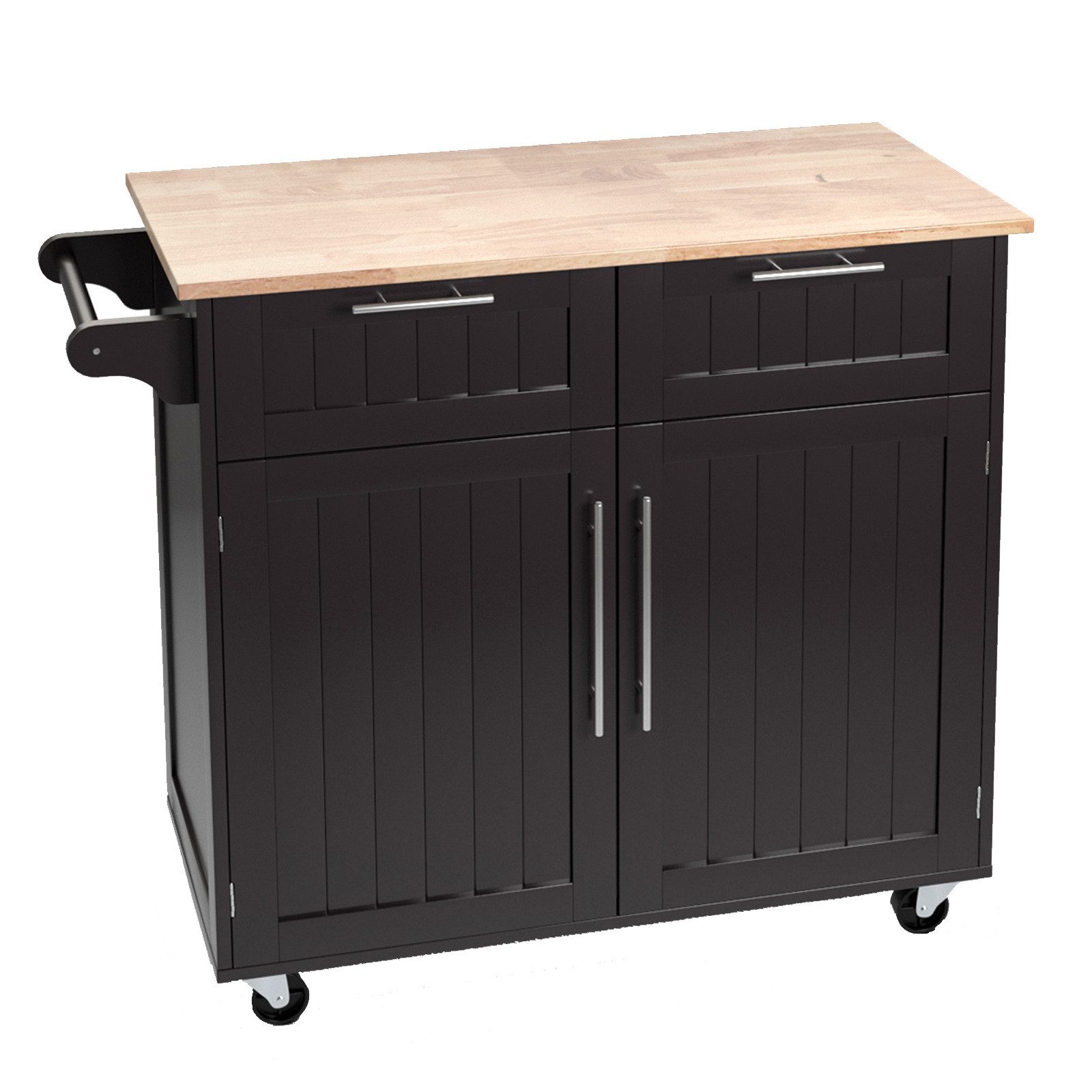 COSTWAY Küchenwagen mit Arbeitsplatte, Schubladen, Rollen, 94x45,5x94,5cm