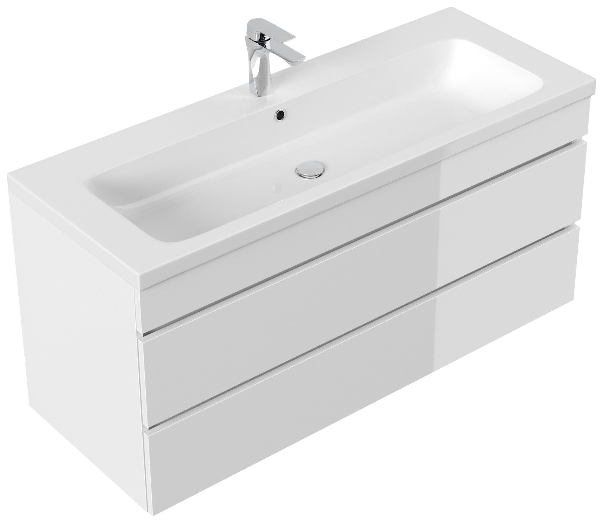 Magnolia Home Waschtisch Badmöbel Via 120 SoftClose weiss hochglanz mit grifflosen Schubladen