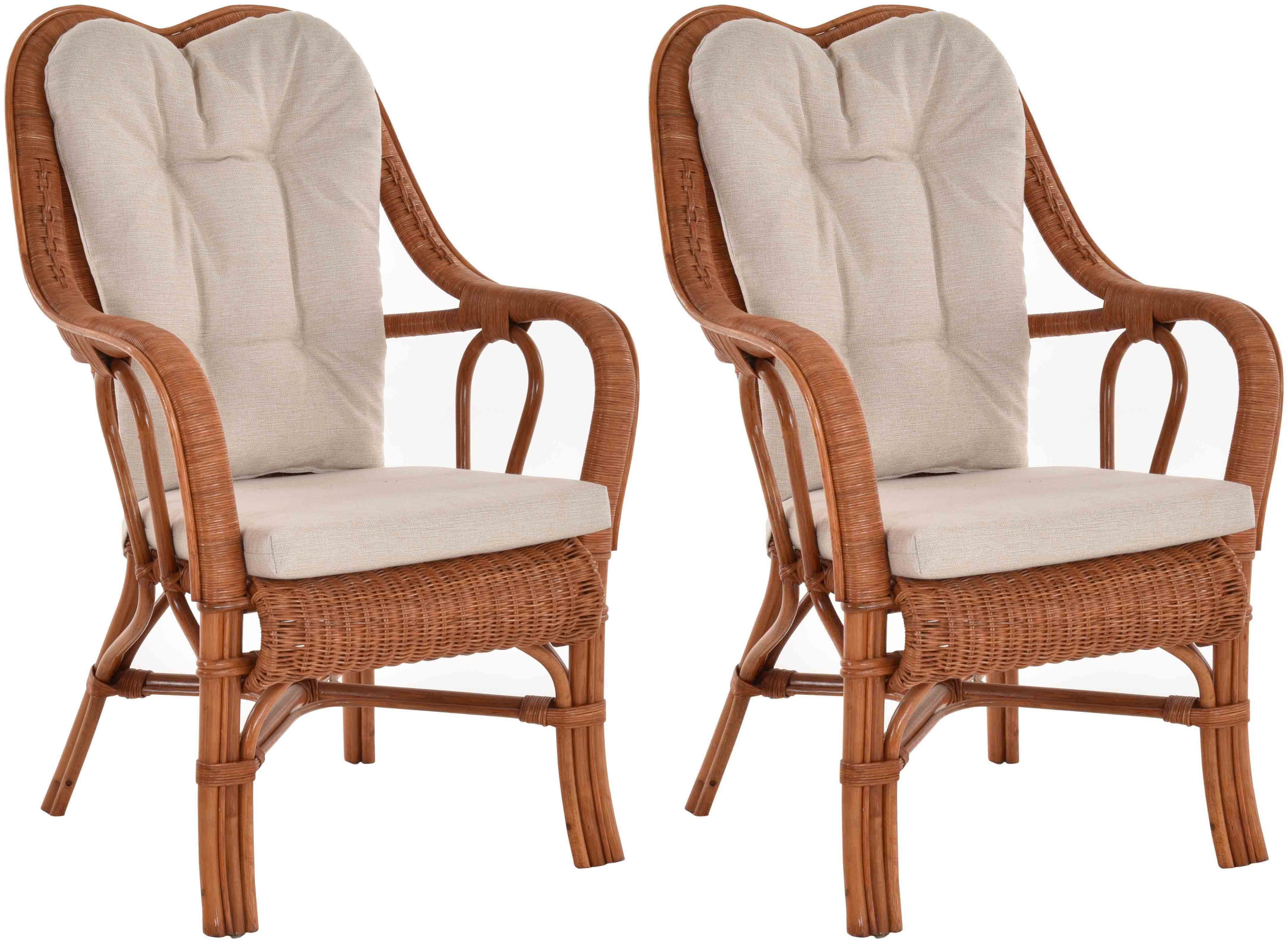 Krines Home Loungesessel Set/2 Rattan Wintergartensessel Harrison Wintergarten Rattansessel (2-St., 2er-Set), hohe Rückenlehne mit Armlehne