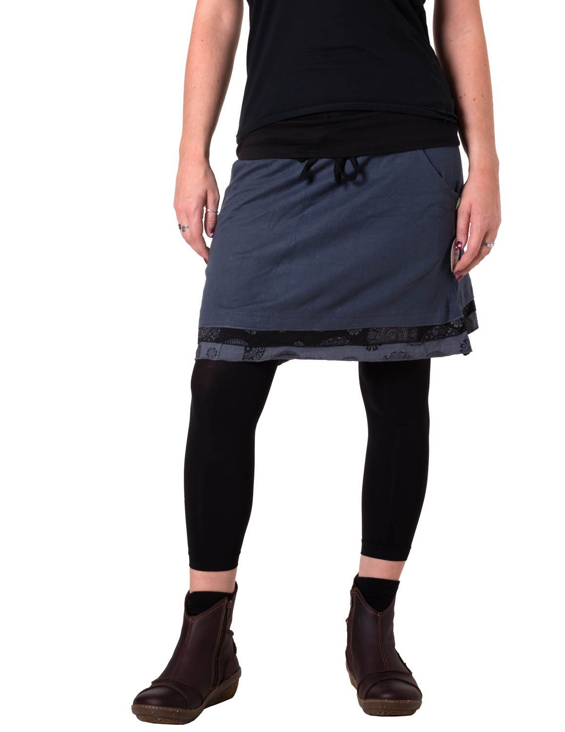 Vishes Minirock Lagenlook Rock mit Taschen zum Binden Bedruckt Cacheur, Hippie, Goa, Boho Style