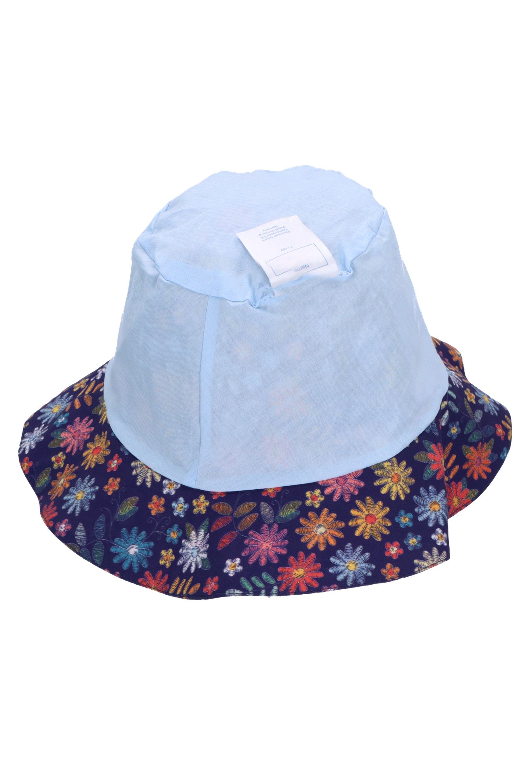 Sterntaler® Schlupfmütze Hut Blumen (1-St., Sonnenhut aus UV-Popeline (Bio) mit UV-Schutz 50+ Einfarbig) Kindermütze aus Baumwolle mit süßen Motiven
