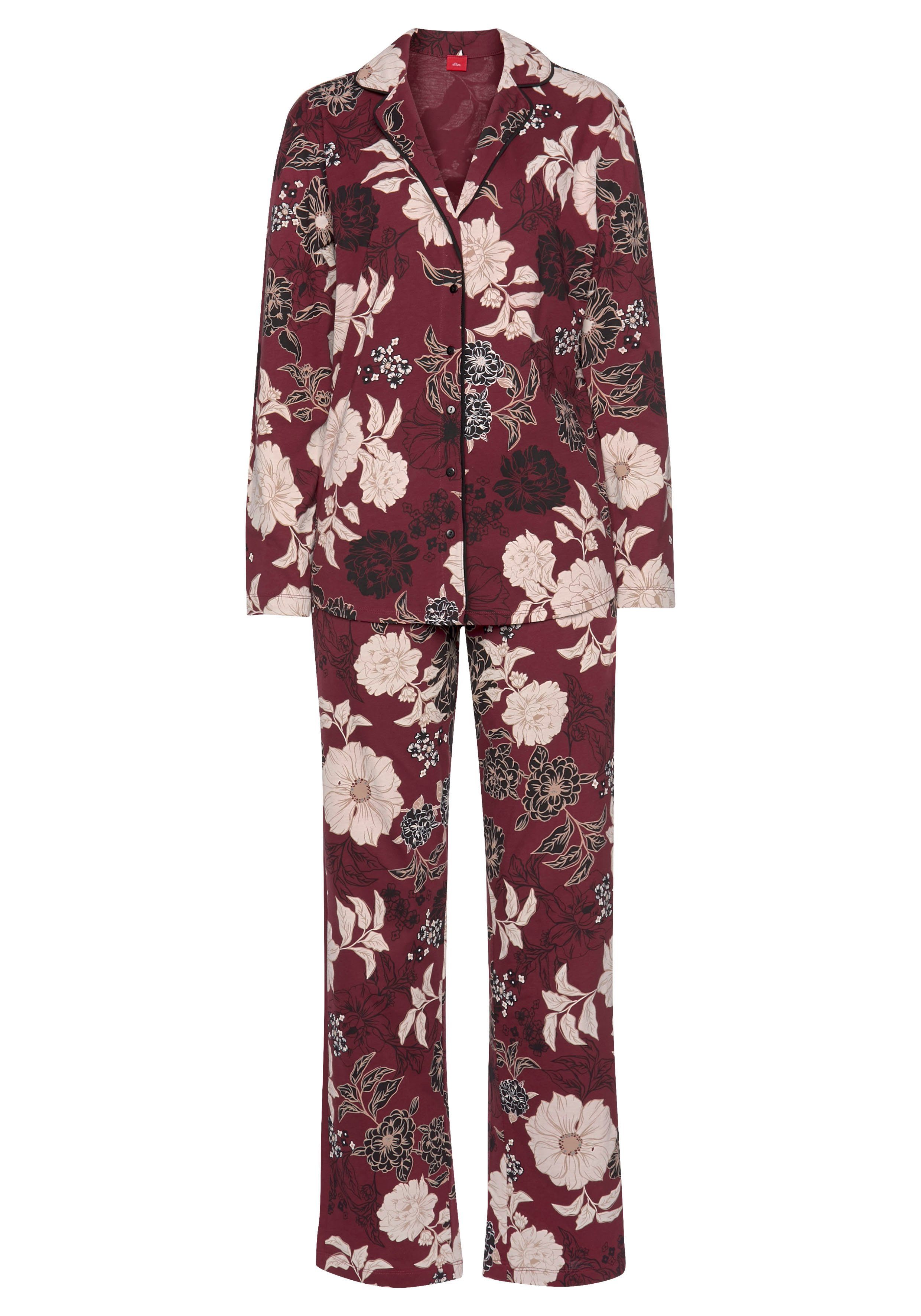 s.Oliver Pyjama (2 tlg) in klassischer Form mit Blumenmuster günstig online kaufen