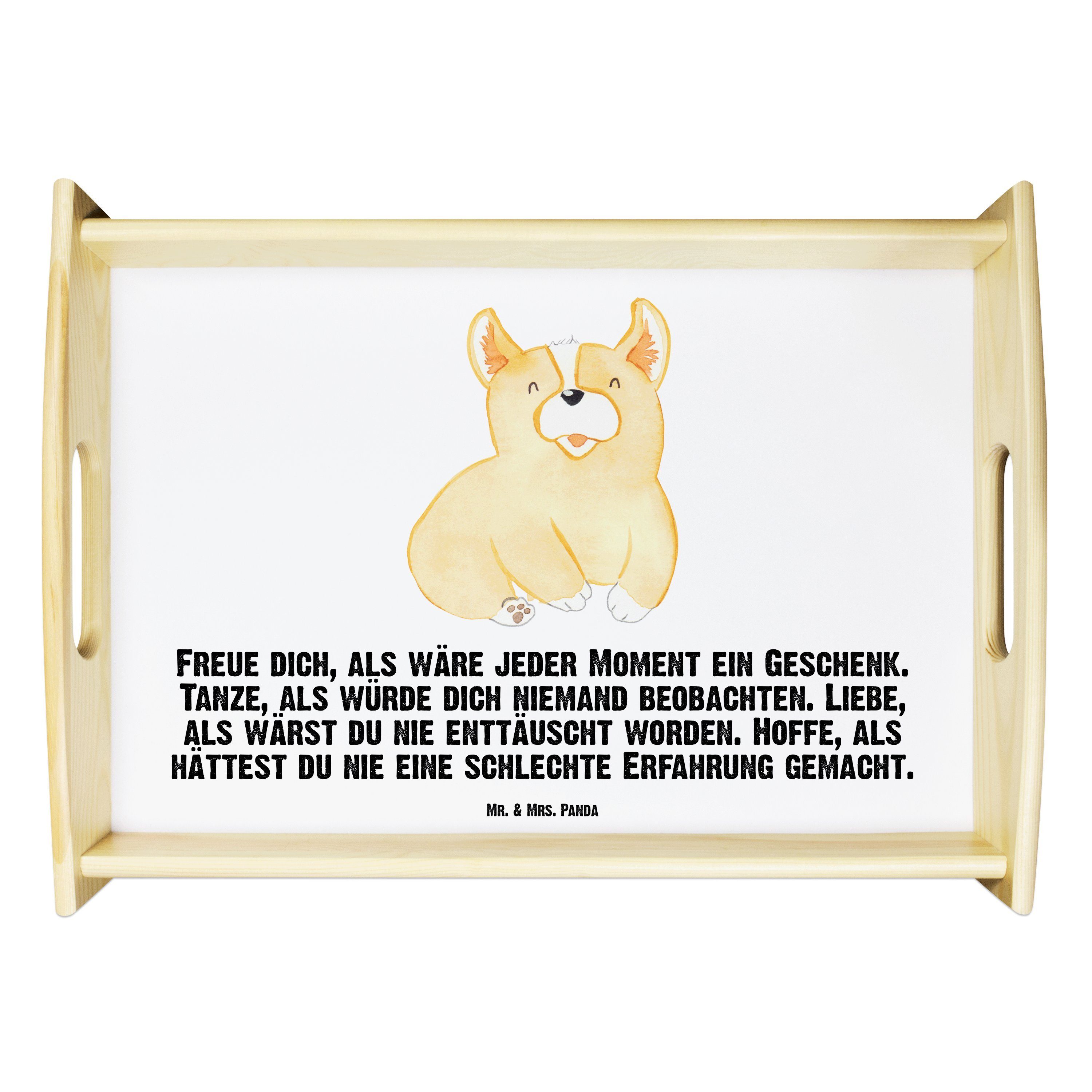 Mr. & Mrs. Panda Tablett Corgie - Weiß - Geschenk, Hundespruch, Hund, Hundebesitzer, Sprüche, Echtholz lasiert, (1-tlg) | Tabletts