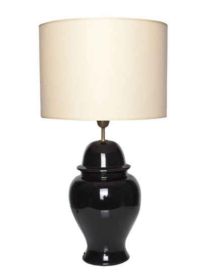 Signature Home Collection Schreibtischlampe, ohne Leuchtmittel, warmweiß, Tischlampe in Keramik schwarz Tempelvase mit Lampenschirm
